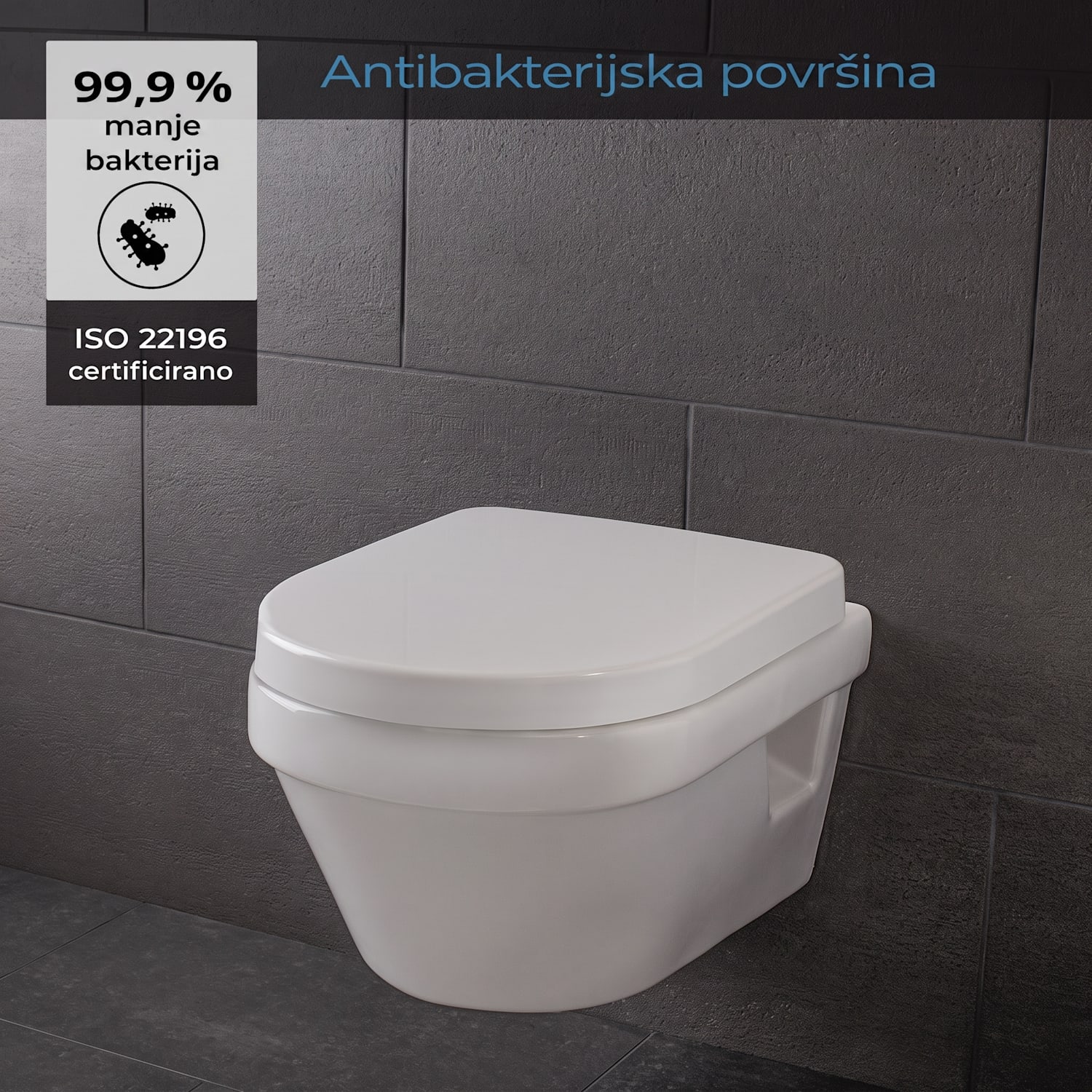 Senzano, daska za toalet, D-oblik, automatsko preklapanje, antibakterijsko, bijelo 