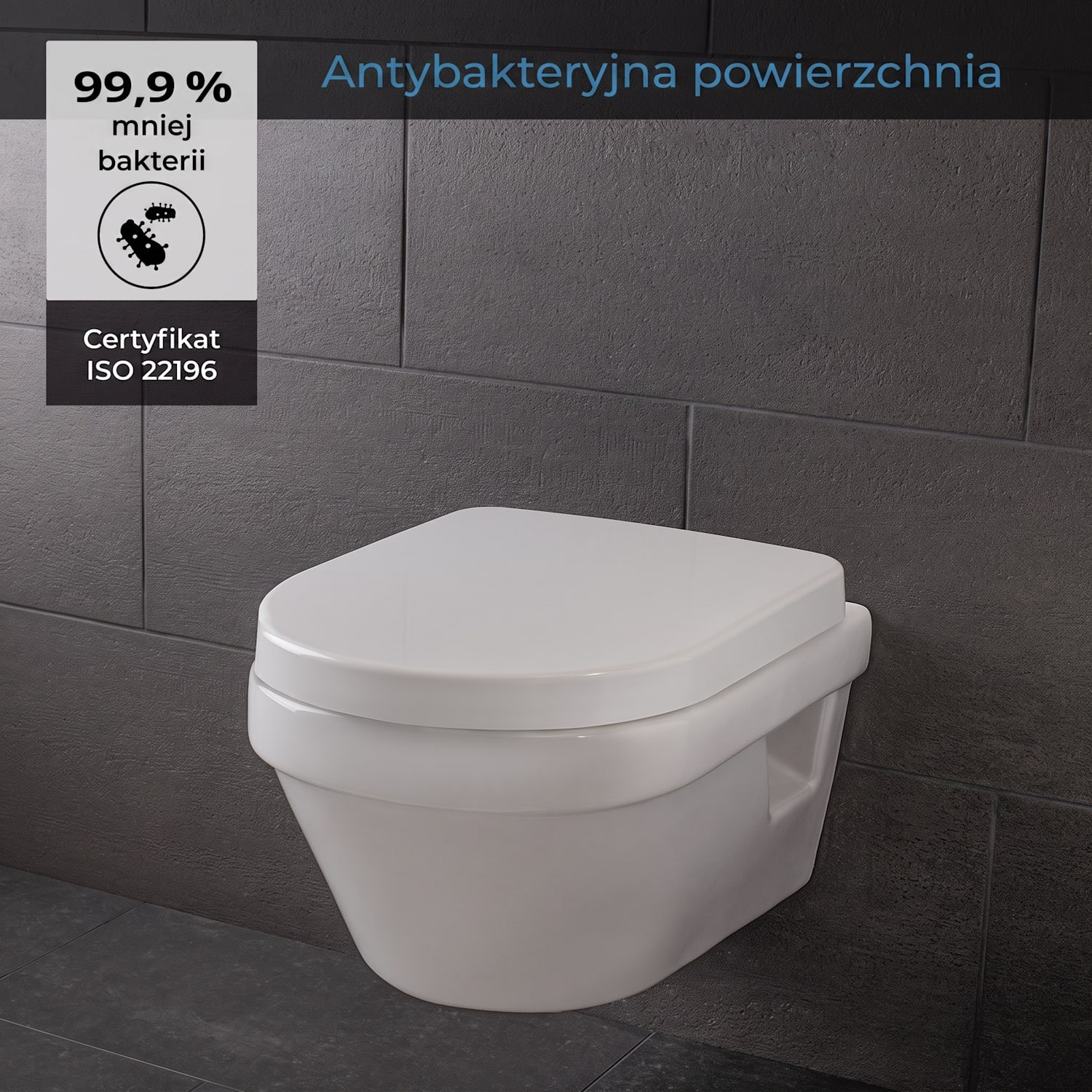 Senzano, deska sedesowa, kształt D, wolnoopadająca, antybakteryjna, biała 