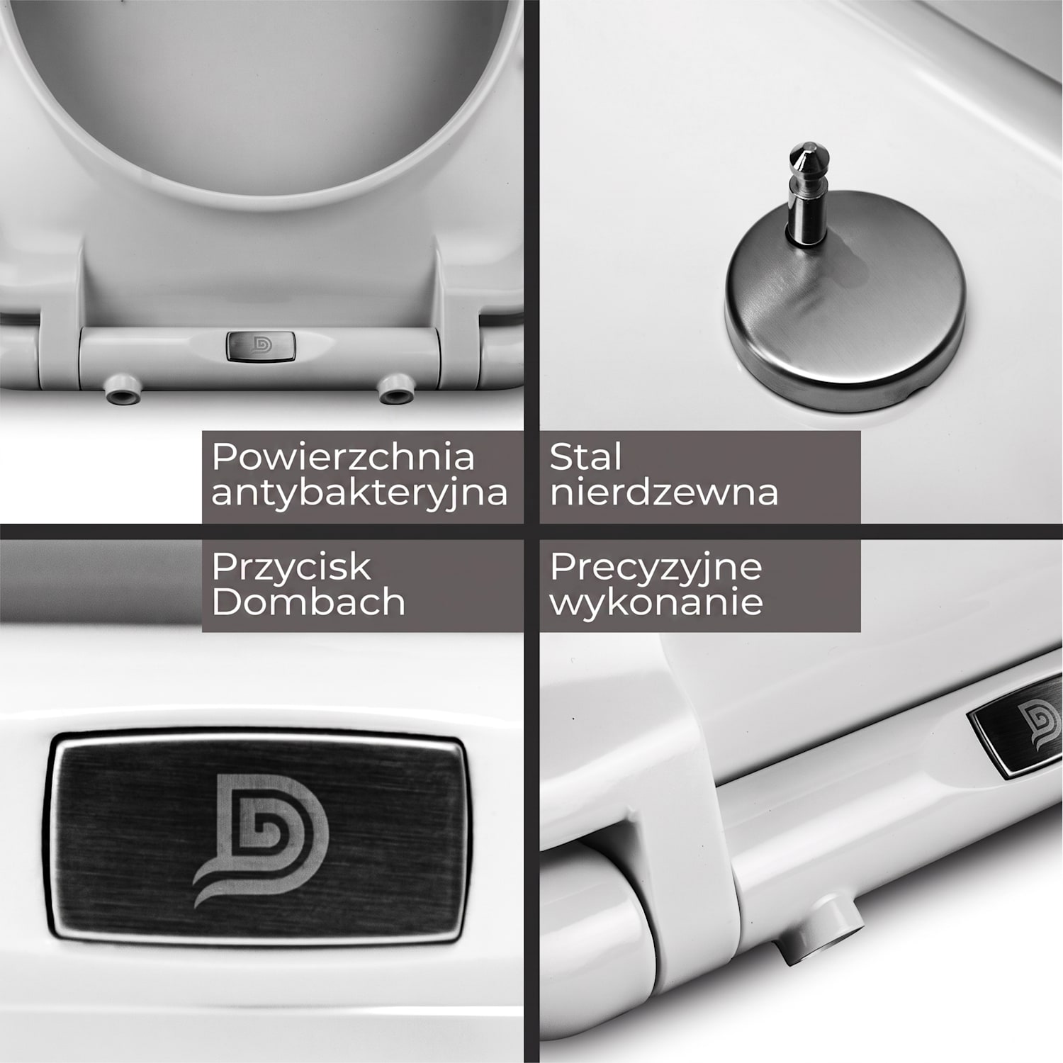 Senzano, deska sedesowa, kształt D, wolnoopadająca, antybakteryjna, biała 