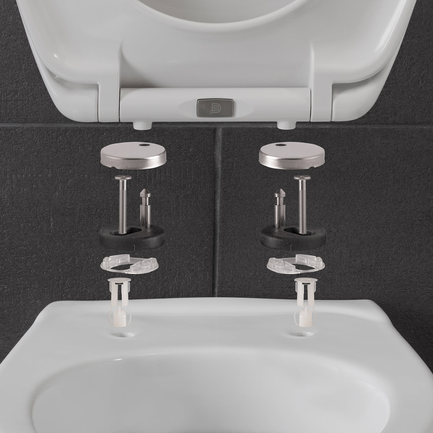 Senzano, Tavoletta per WC, Forma a D, Abbassamento Automatico, Antibatterica 