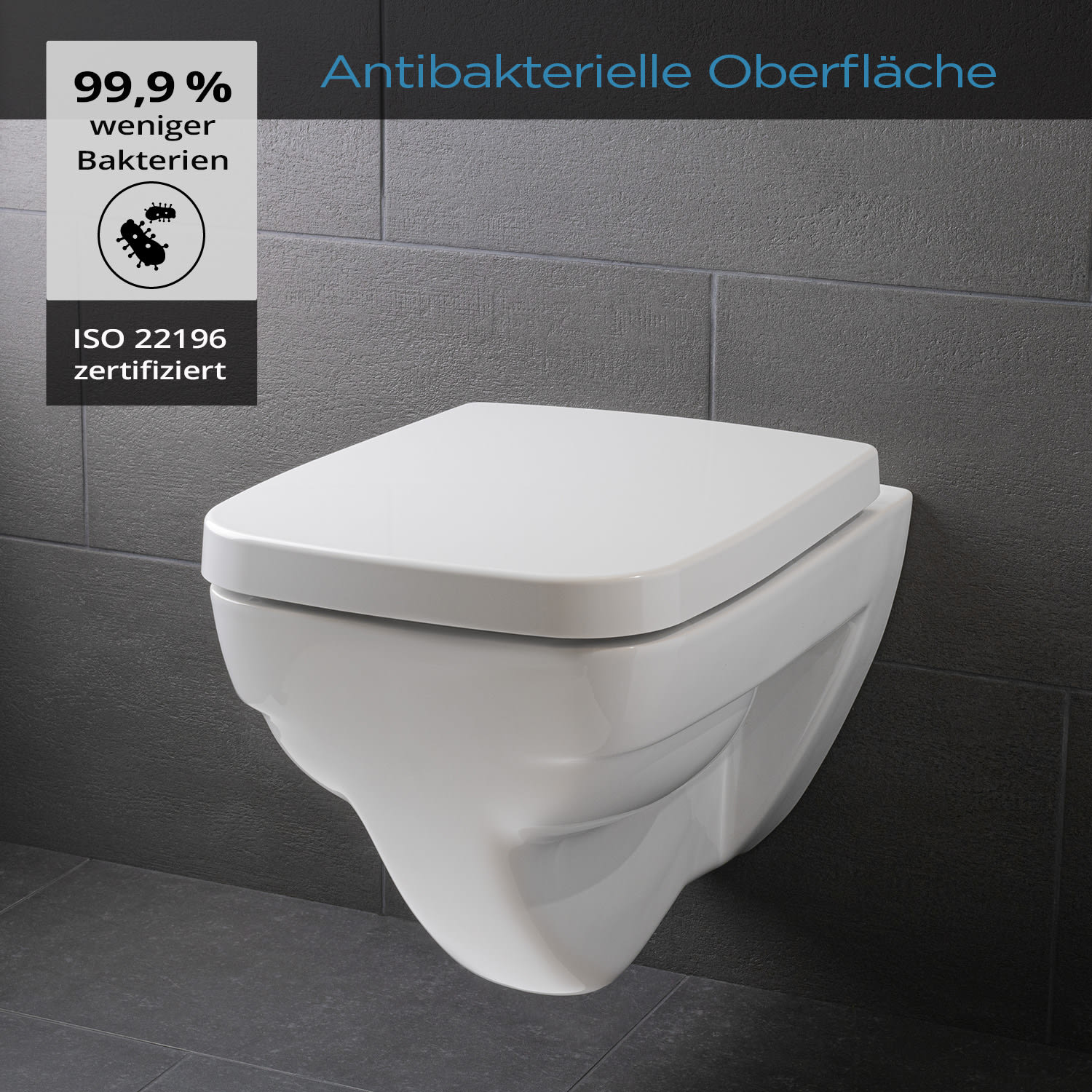 Lamera Toilettendeckel eckige Form Absenkautomatik antibakteriell 