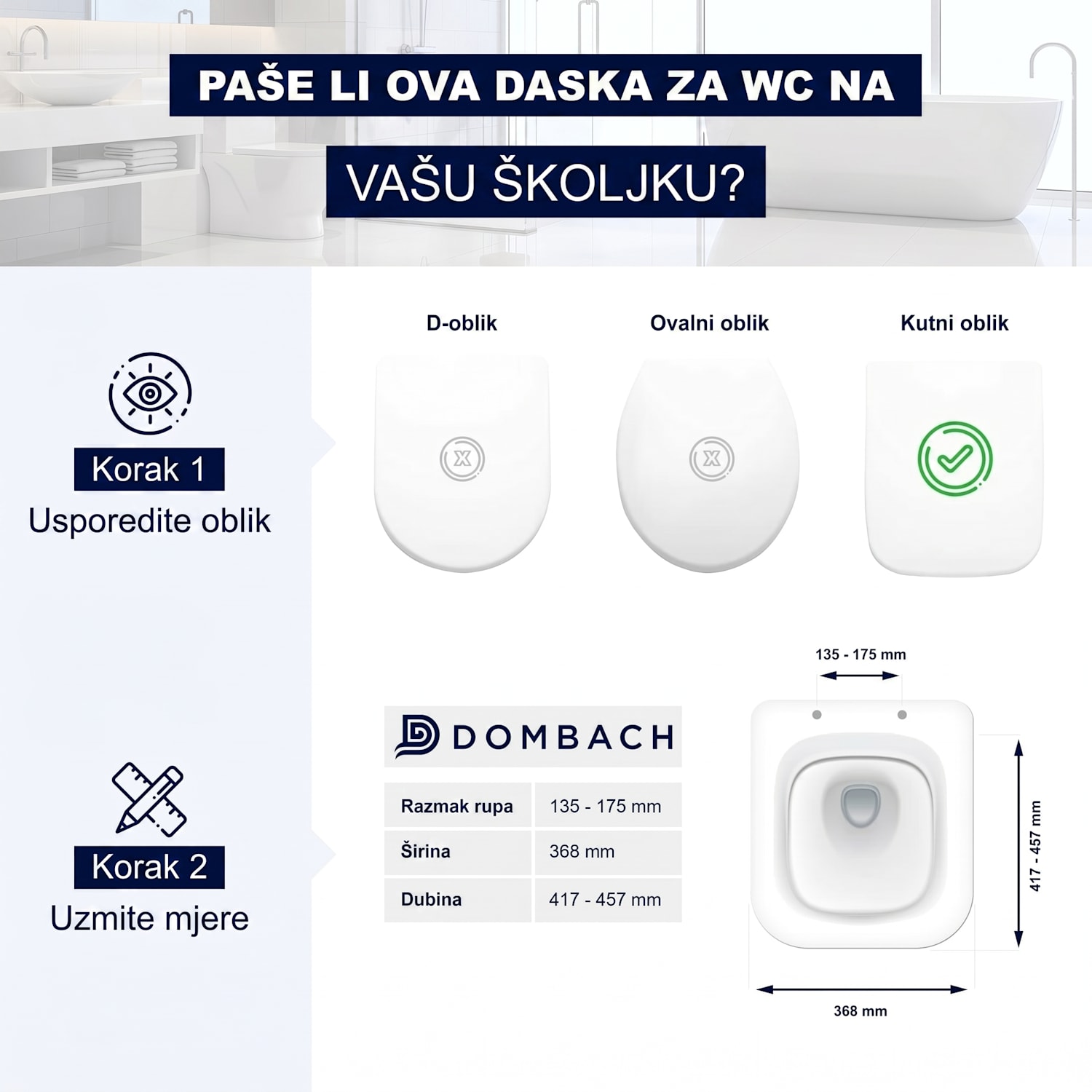 Lamera, daska za toalet, četvrtastog oblika, automatsko preklapanje, antibakterijska, bijela 