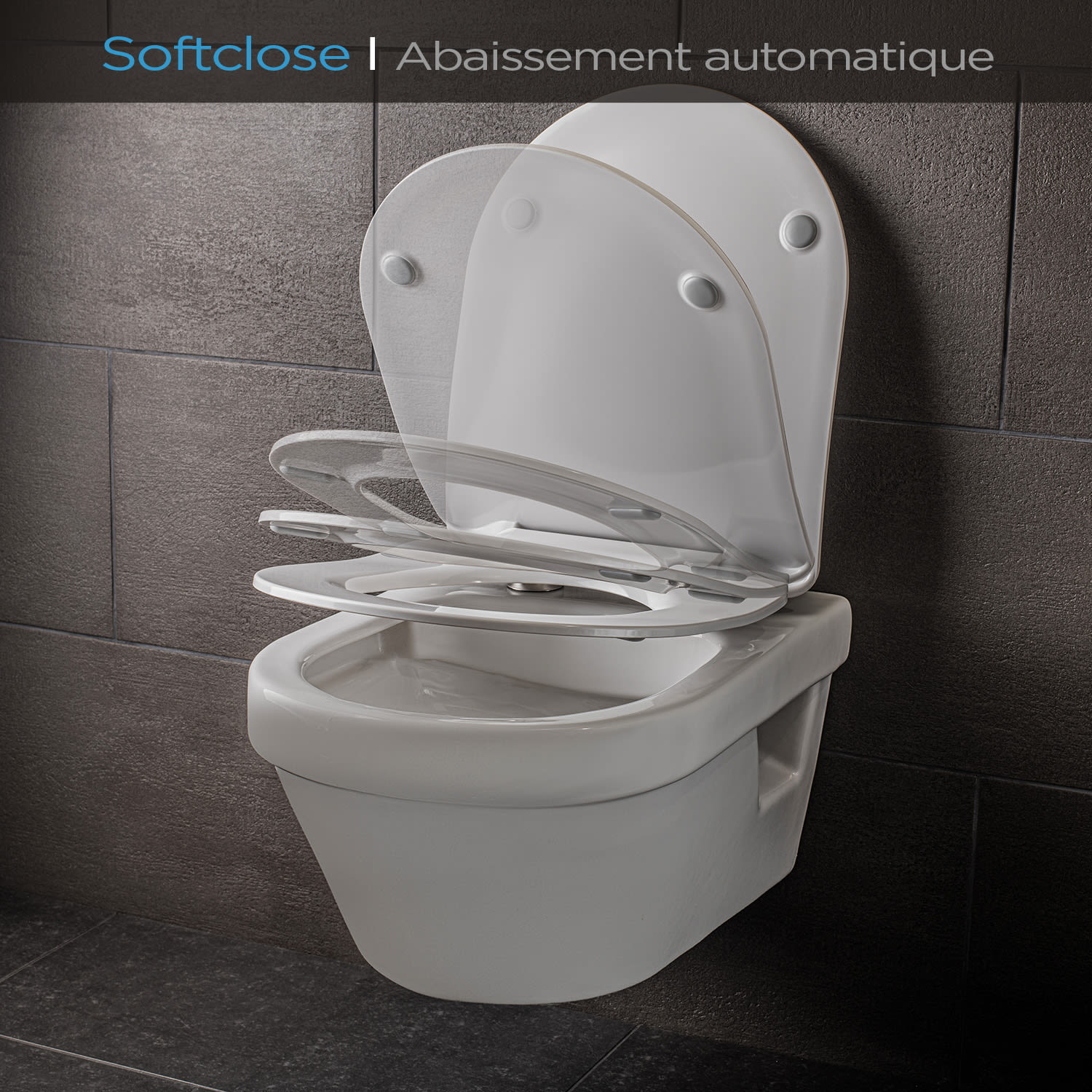 Dombach Aliano - Abattant WC avec Frein de Chute - Premium - Siège de Toilette Antibactérien - Forme en D 