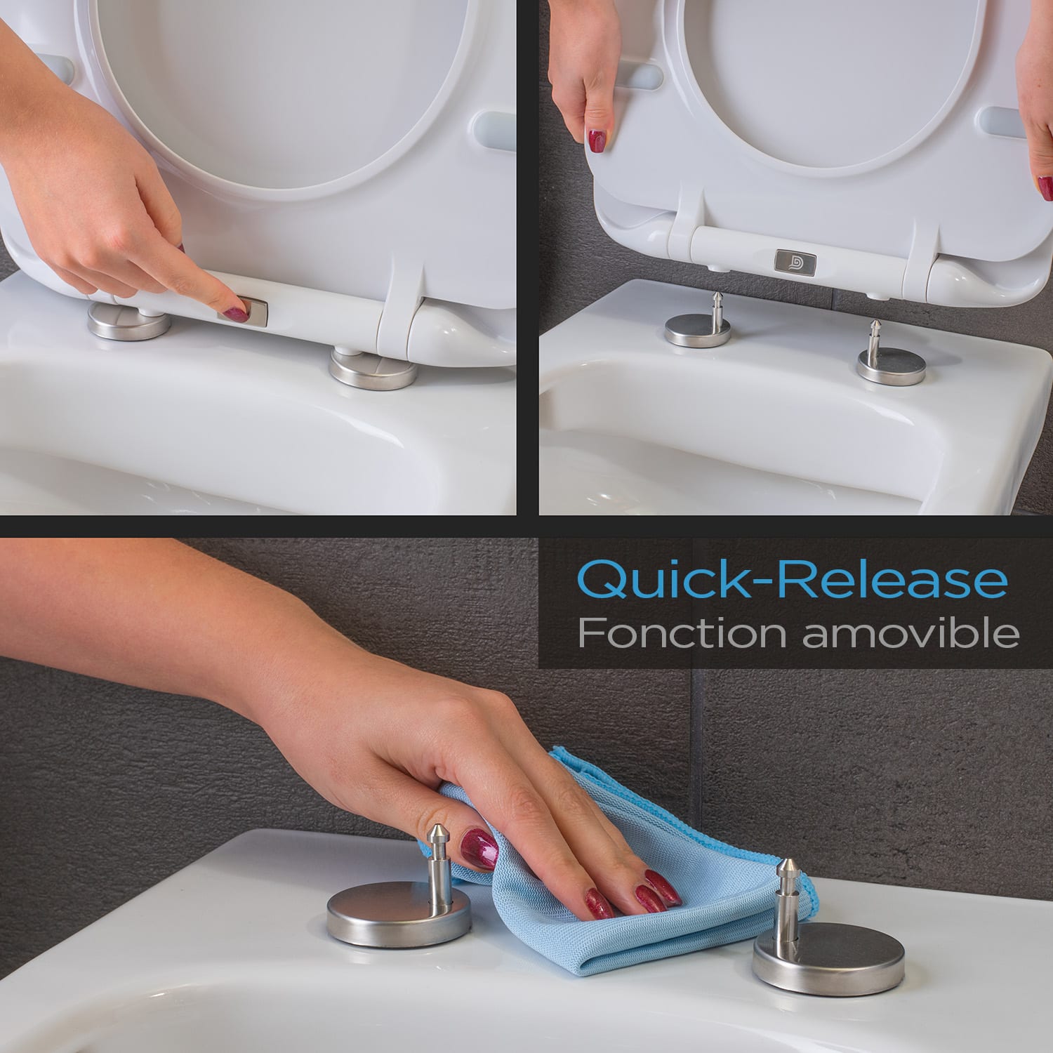 Dombach Aliano - Abattant WC avec Frein de Chute - Premium - Siège de Toilette Antibactérien - Forme en D 