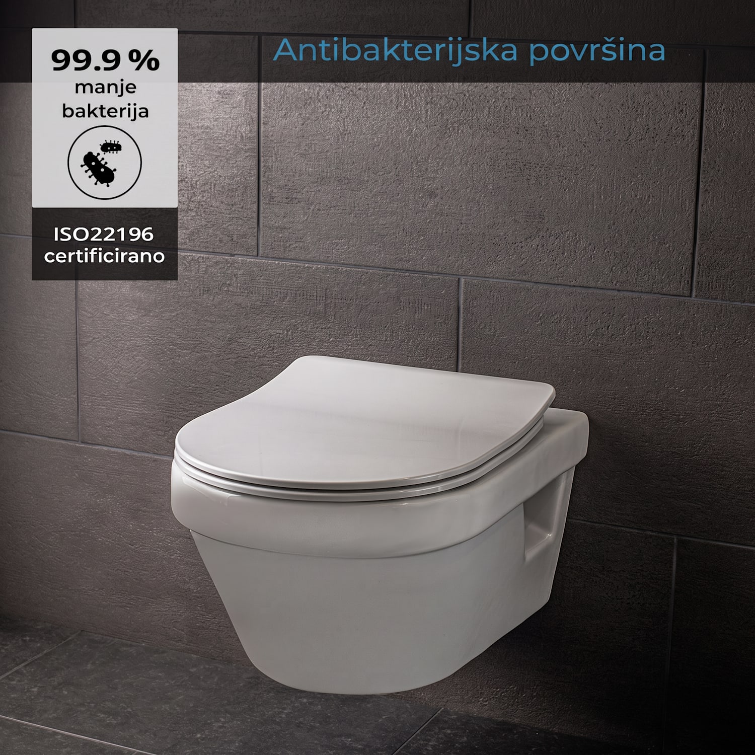 Aliano, daska za toalet, D-oblik, automatsko preklapanje, antibakterijsko, bijelo 