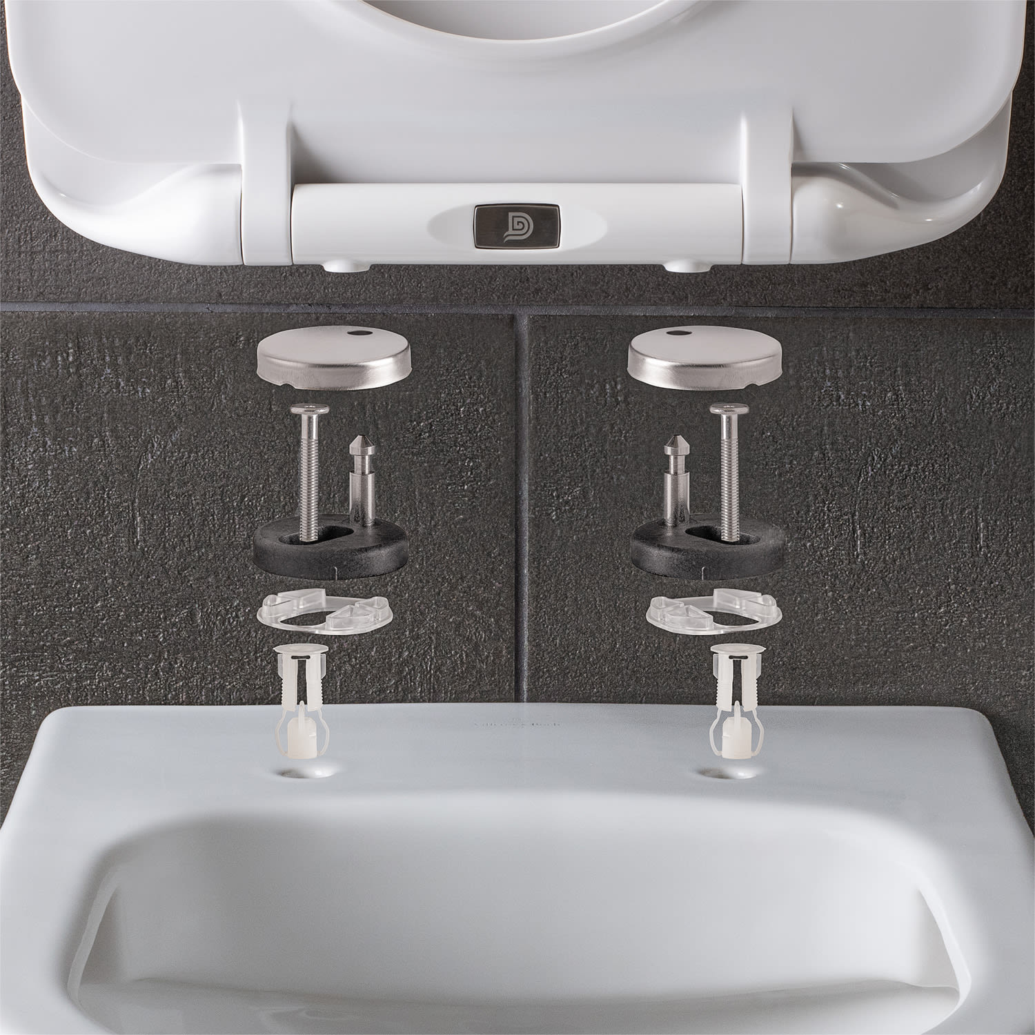 Dombach Aliano - Abattant WC avec Frein de Chute - Premium - Siège de Toilette Antibactérien - Forme en D 