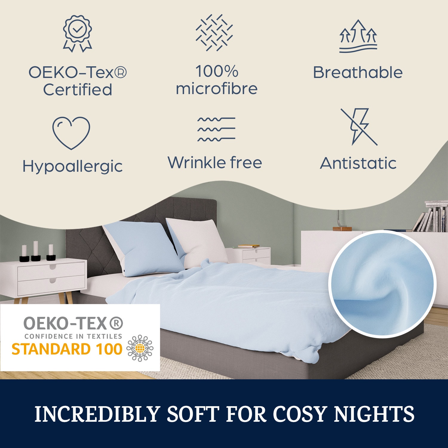 Soft Wonder-Edition, vuodevaatteet, 200 x 200 cm Haalea Sininen