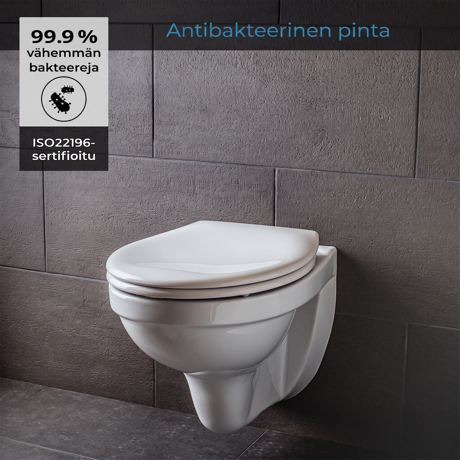 Kaiana WC-istuimen kansi O-muoto, pehmeästi sulkeutuva, antibakteerinen 