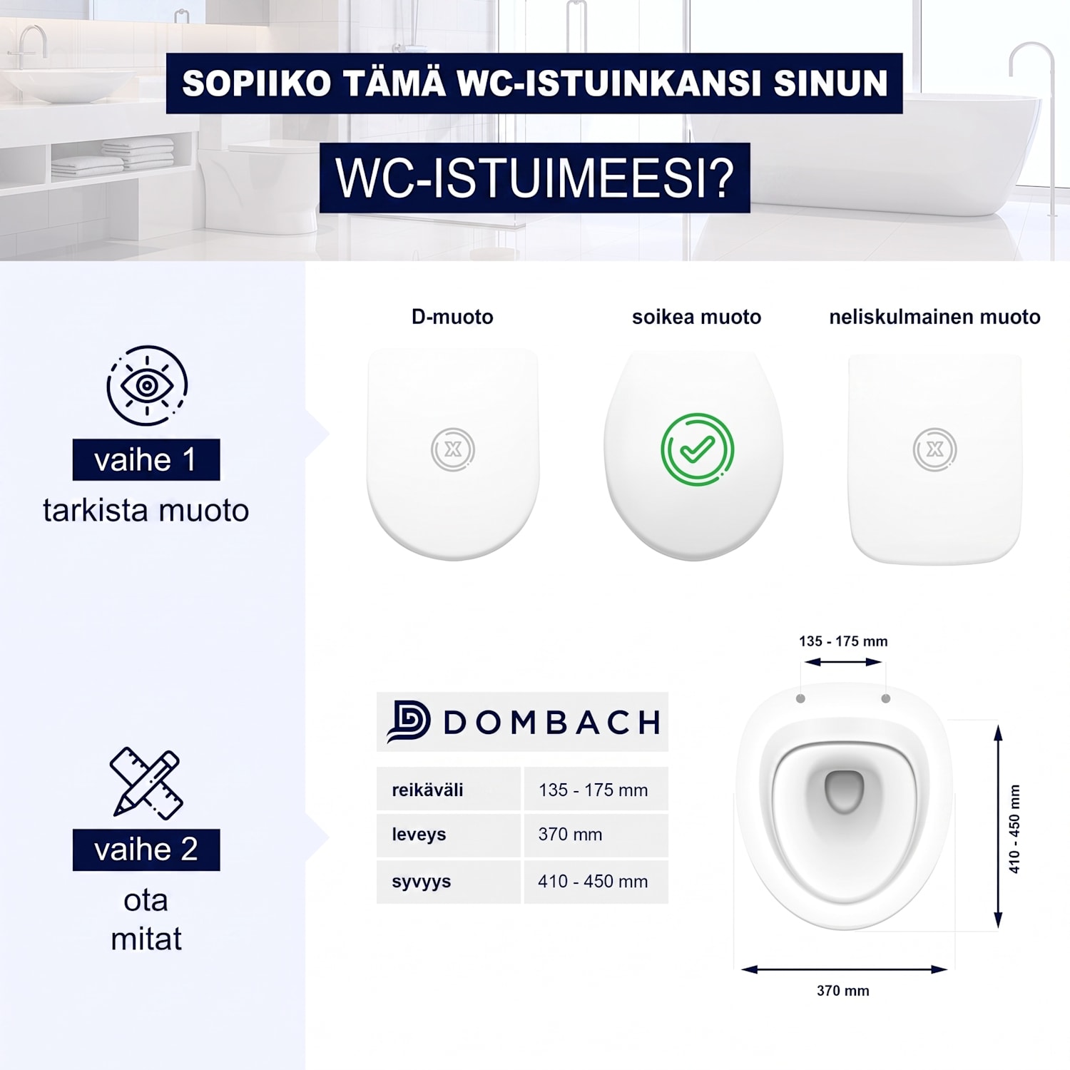 Kaiana WC-istuimen kansi O-muoto, pehmeästi sulkeutuva, antibakteerinen 
