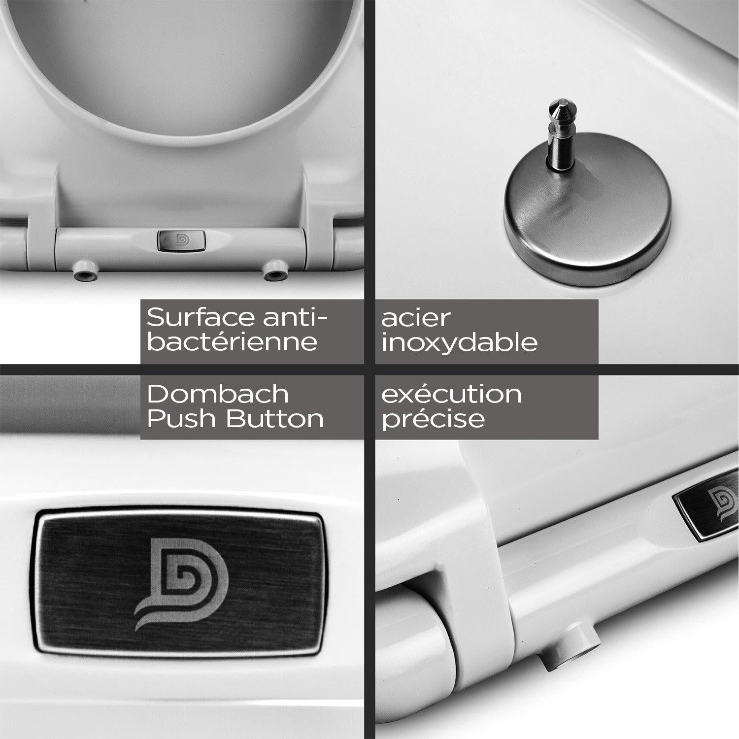 Dombach Kaiana - Abattant WC avec Frein de Chute - Premium Siège de Toilette Antibactérien - Forme en O 