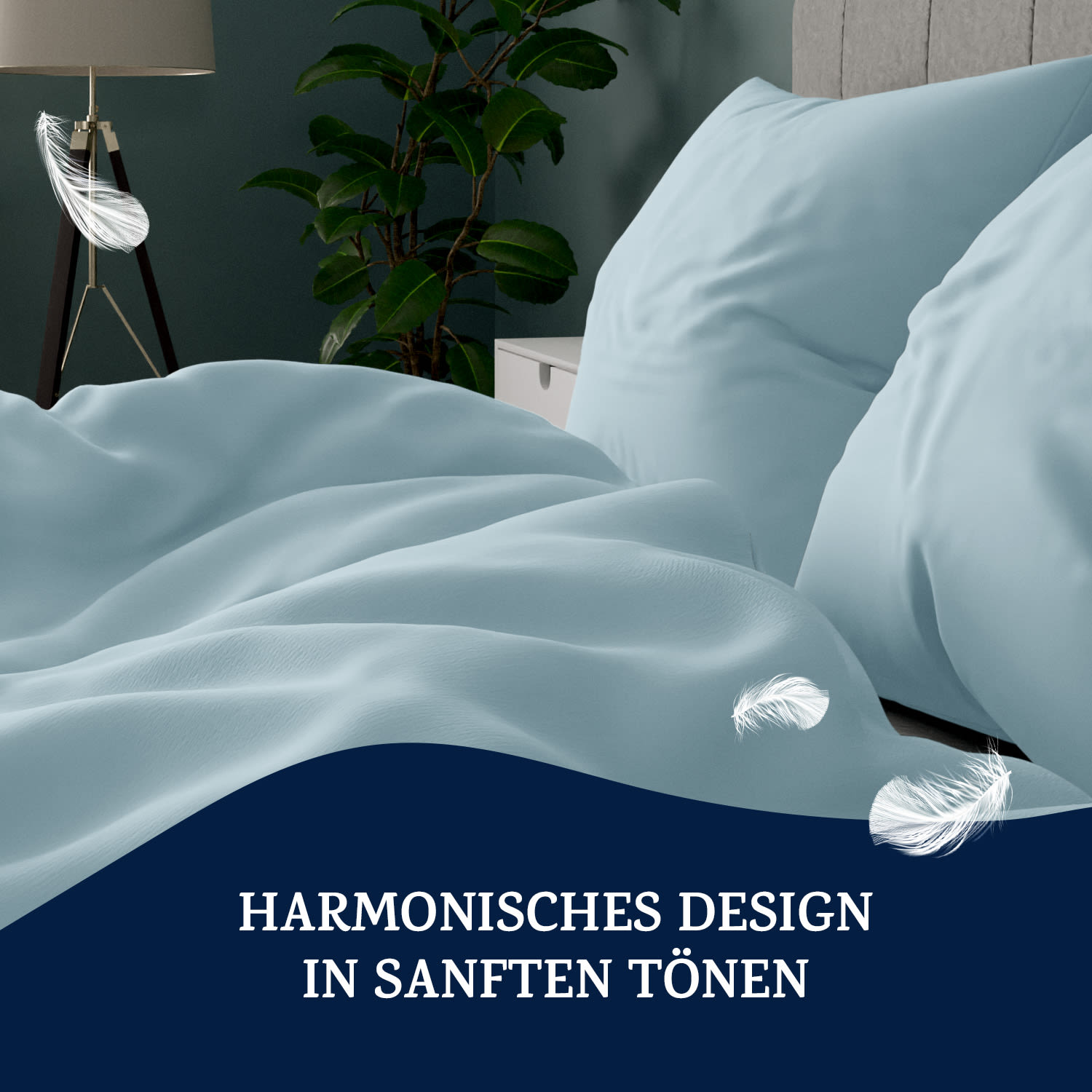 Traumwolle Parure de lit en coton Biber 200x200 cm Bleu Clair