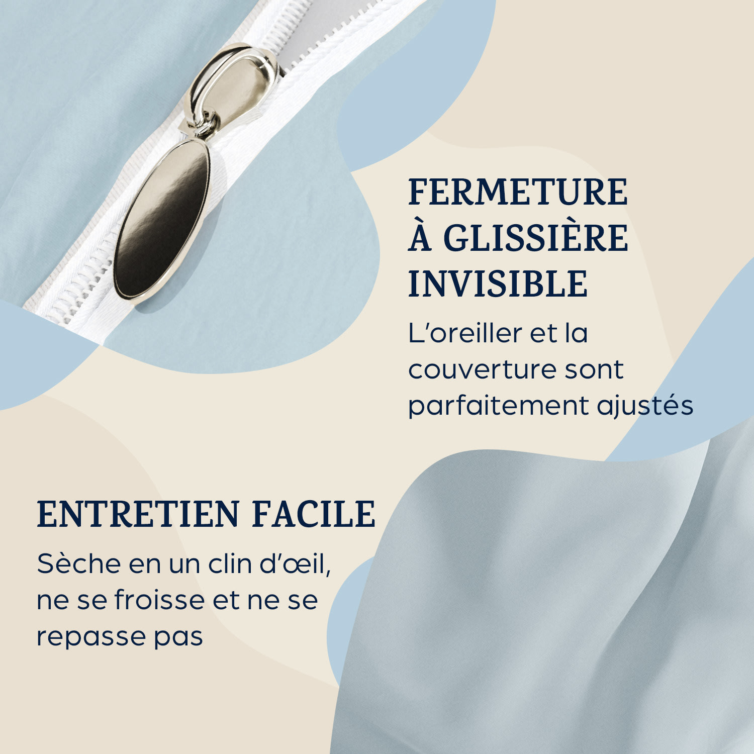 Traumwolle Parure de lit en coton Biber 200x200 cm Bleu Clair