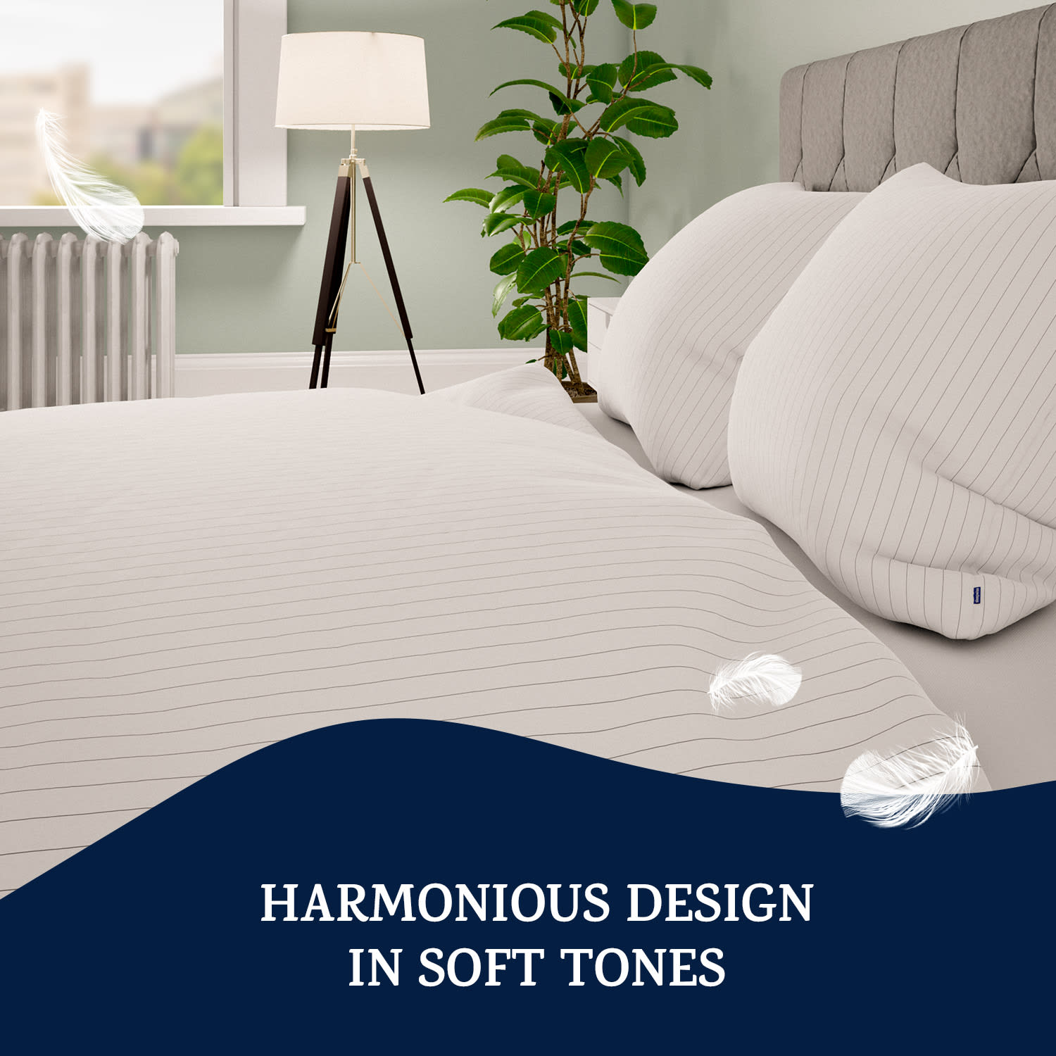 Soft Wonder-Edition, vuodevaatteet, 155 x 200 cm Valkoharmaaraidallinen