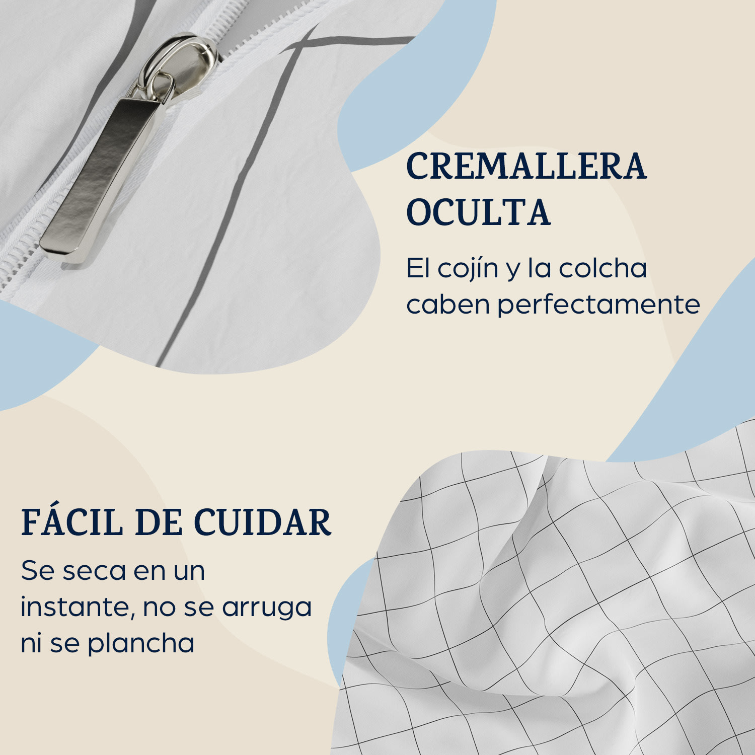 Ropa de cama Soft Wonder-Edition 155x200 cm Gris/Blanco A Cuadros