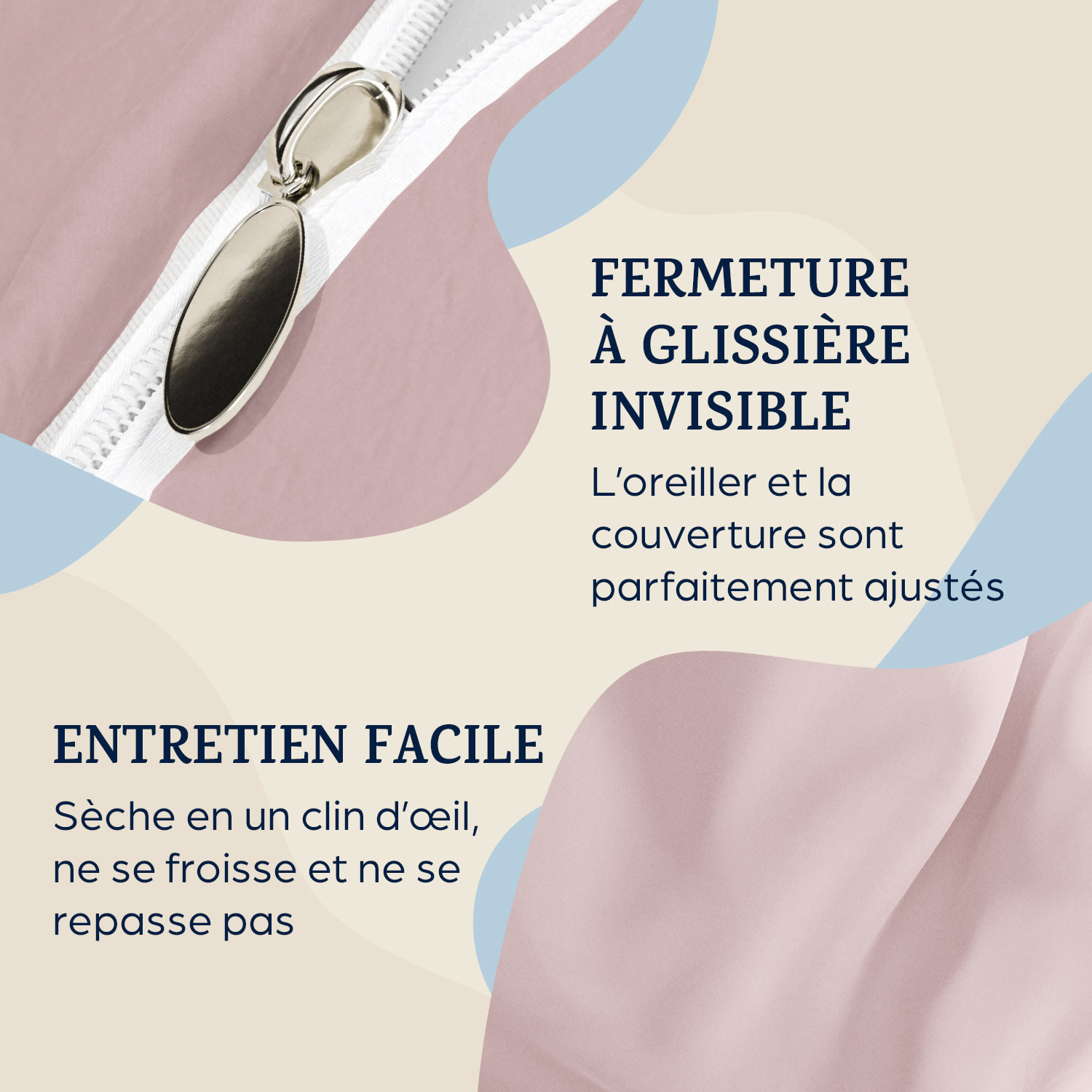Traumwolle Parure de lit en coton Biber 155x200 cm Rose