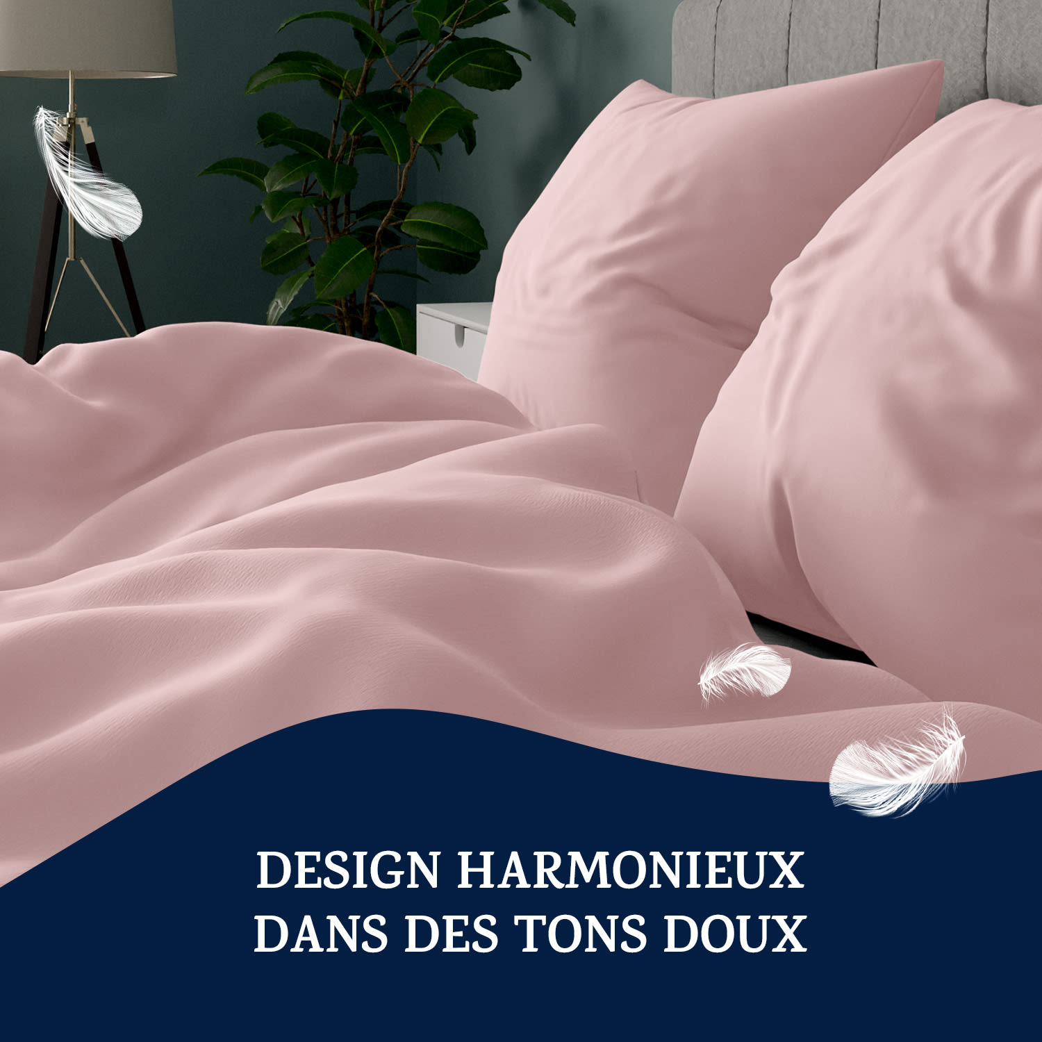 Traumwolle Parure de lit en coton Biber 155x200 cm Rose