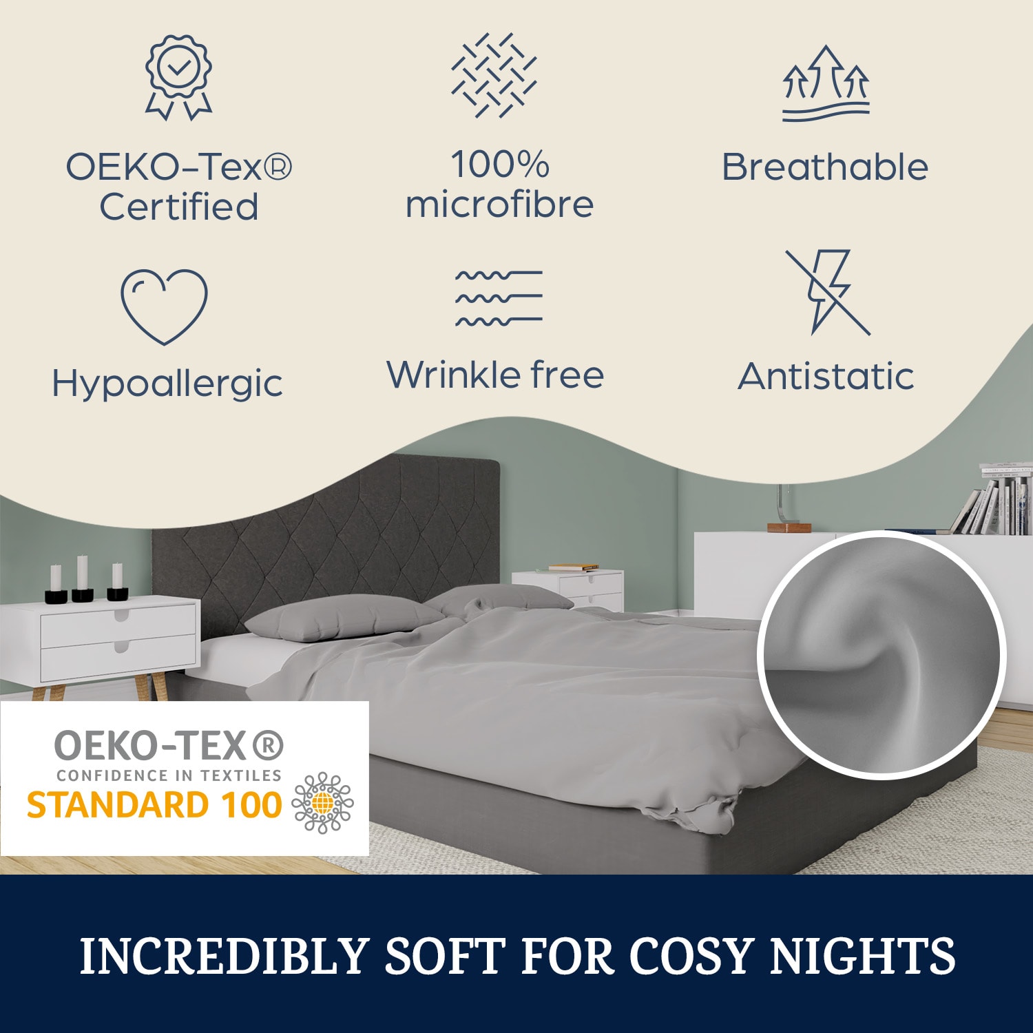 Калъфки за възглавници Soft Wonder Edition комплект от 2 калъфки за възглавници 40x80 cm микрофибър Светло Сиво