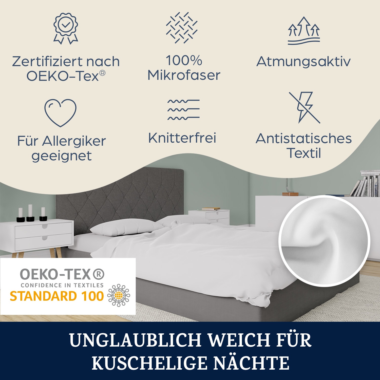 Soft Wonder-Edition Kopfkissenbezüge 2er Set 40x80 cm Mikrofaser Weiß