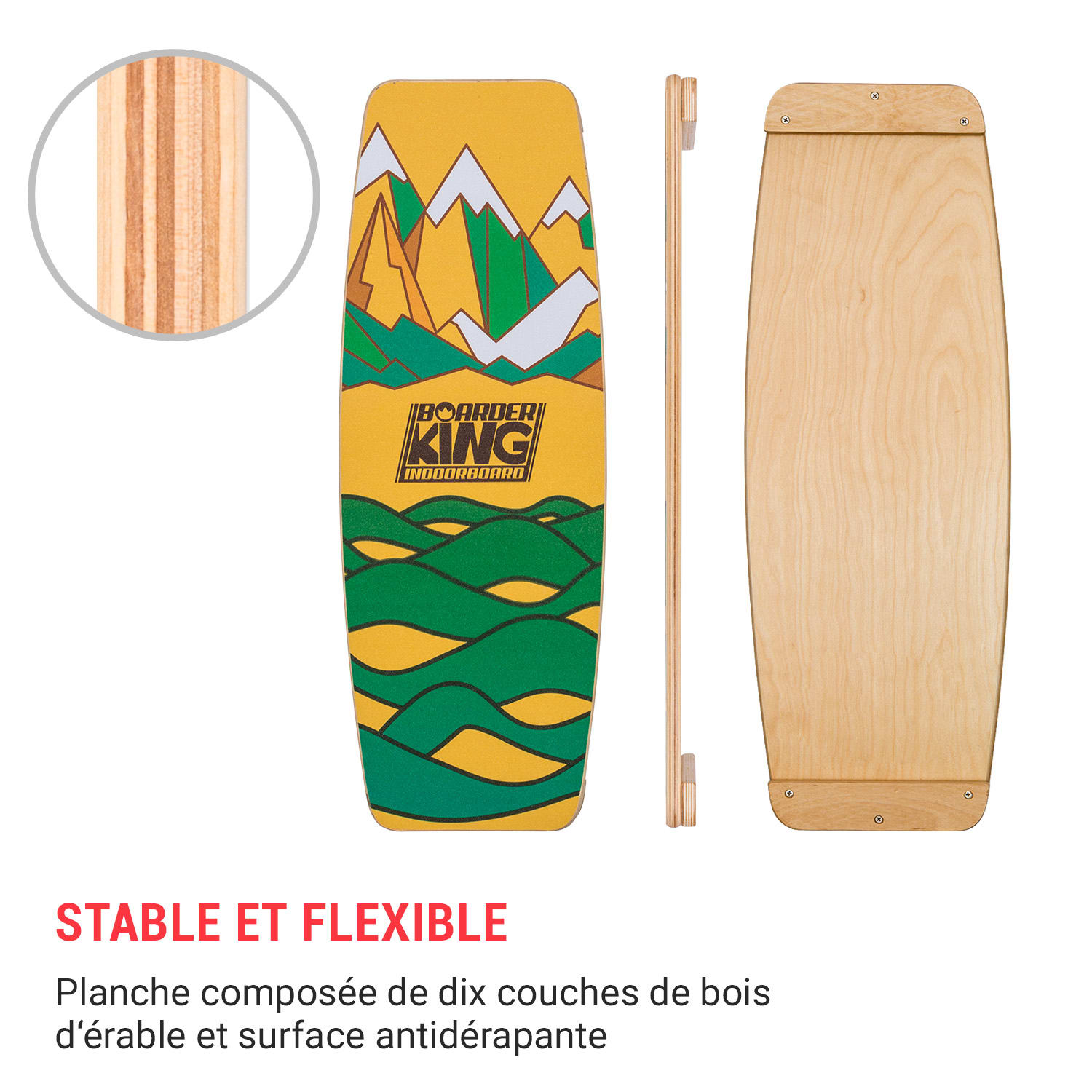 Indoorboard Limited Edition Wakeboard planche d'équilibre + tapips + rouleau boiis / liège 