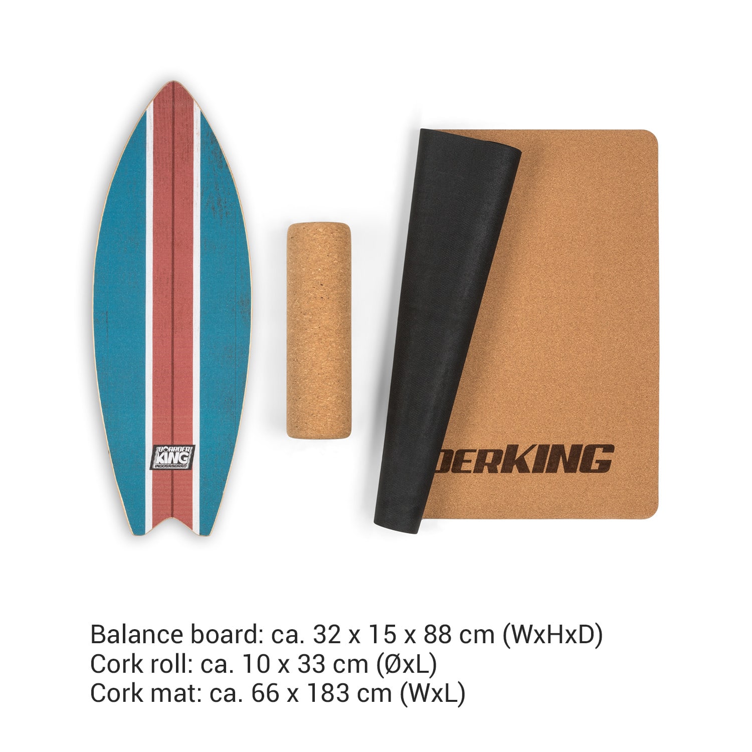 Indoorboard Wave, deska za držanje ravnotežja, podložka, valj, les/pluta Večbarvna
