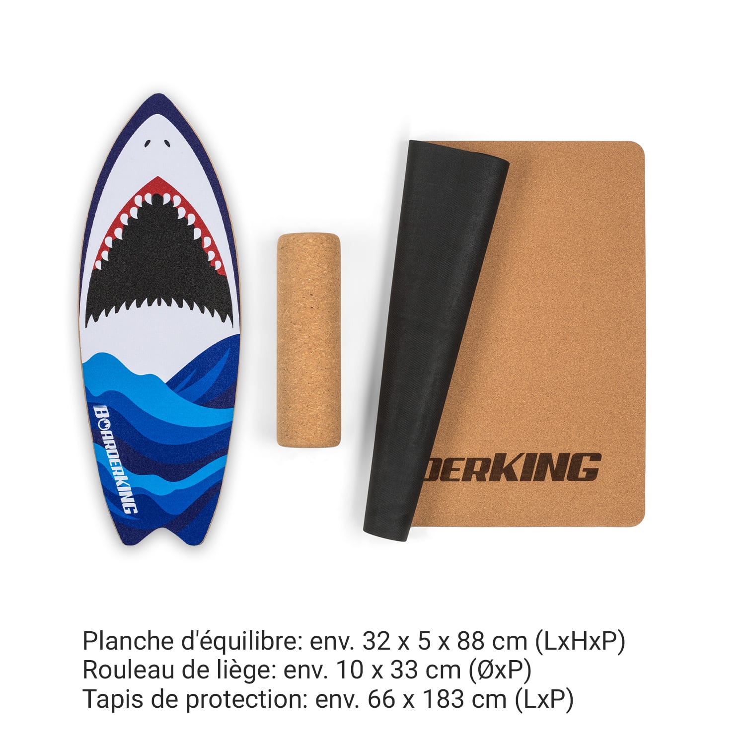 Indoorboard Wave balance board + mat + rol hout/kurk 