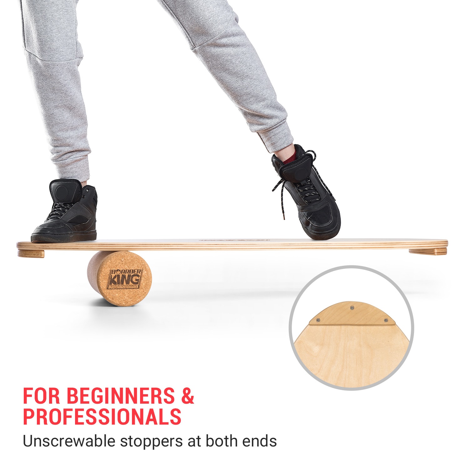 Indoorboard Allrounder, placă pentru echilibru, covor, cilindru, lemn / plută Nuci