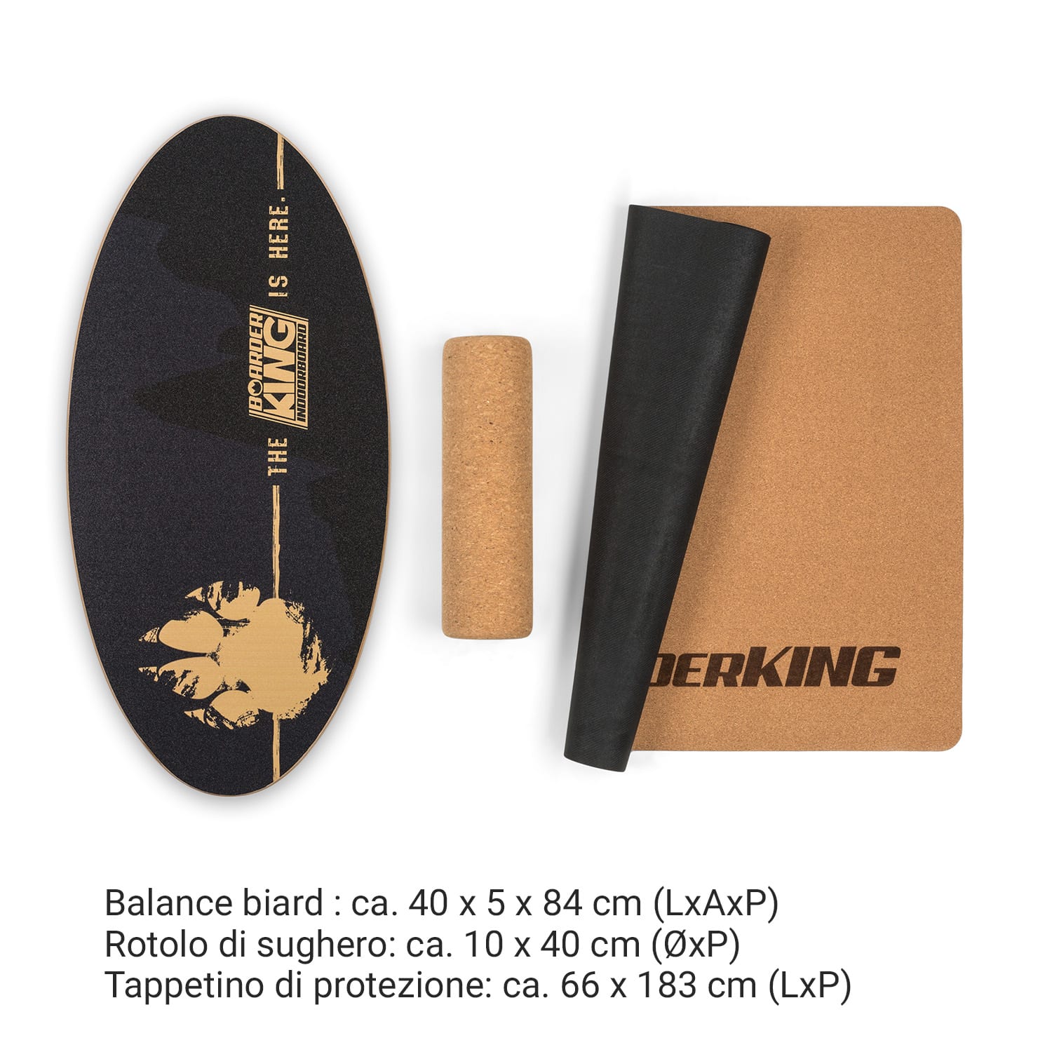 Indoorboard Allrounder, Balance Board + Tappetino + Rullo, Legno/Sughero BoarderKing