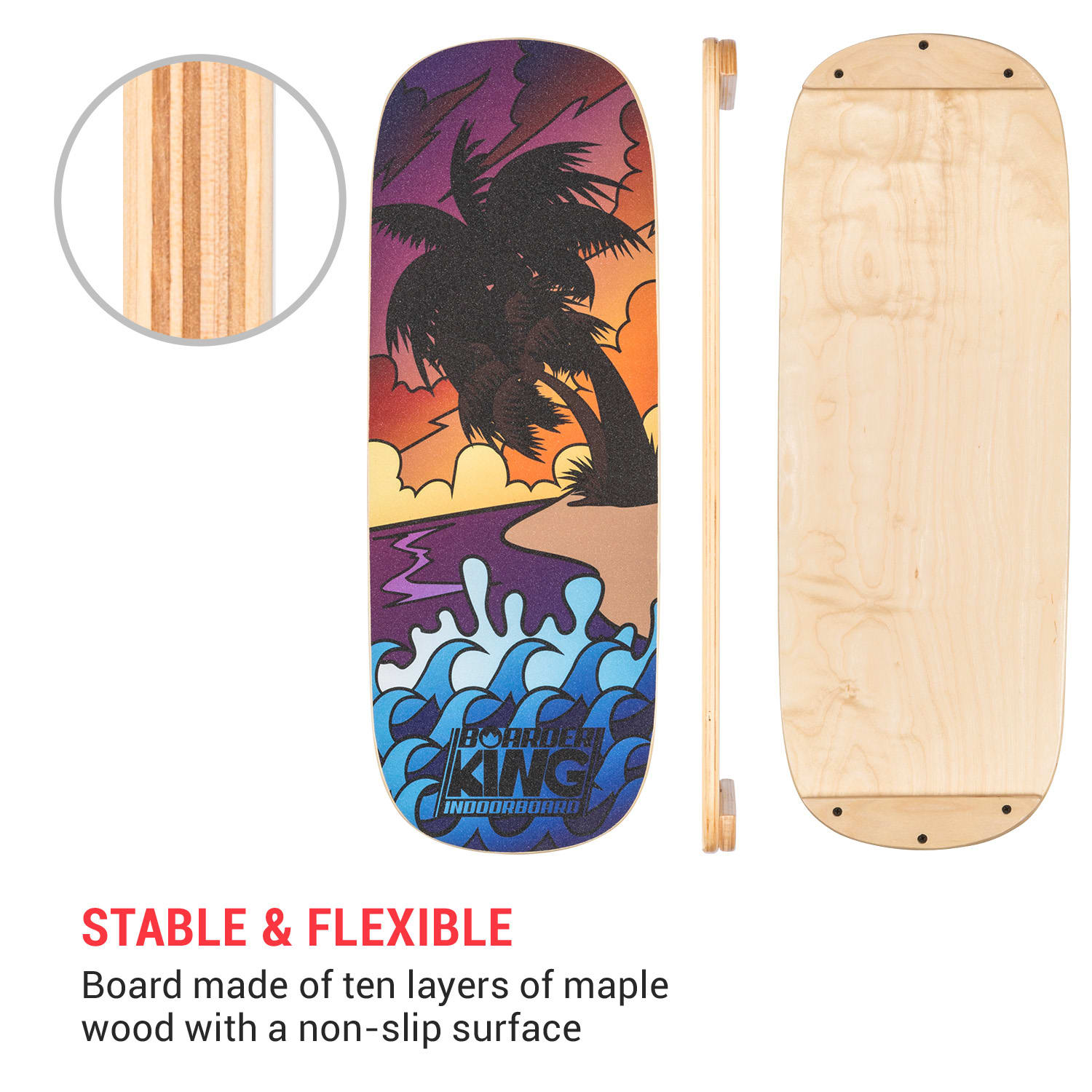 Indoorboard Classic, egyensúlyozó deszka, alátét, henger, fa / parafa, piros Multi