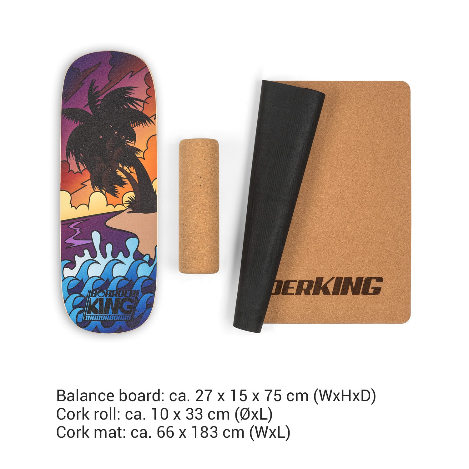 Indoorboard Classic, deska do balansowania + mata + wałek, drewno/korek, czerwona Multi