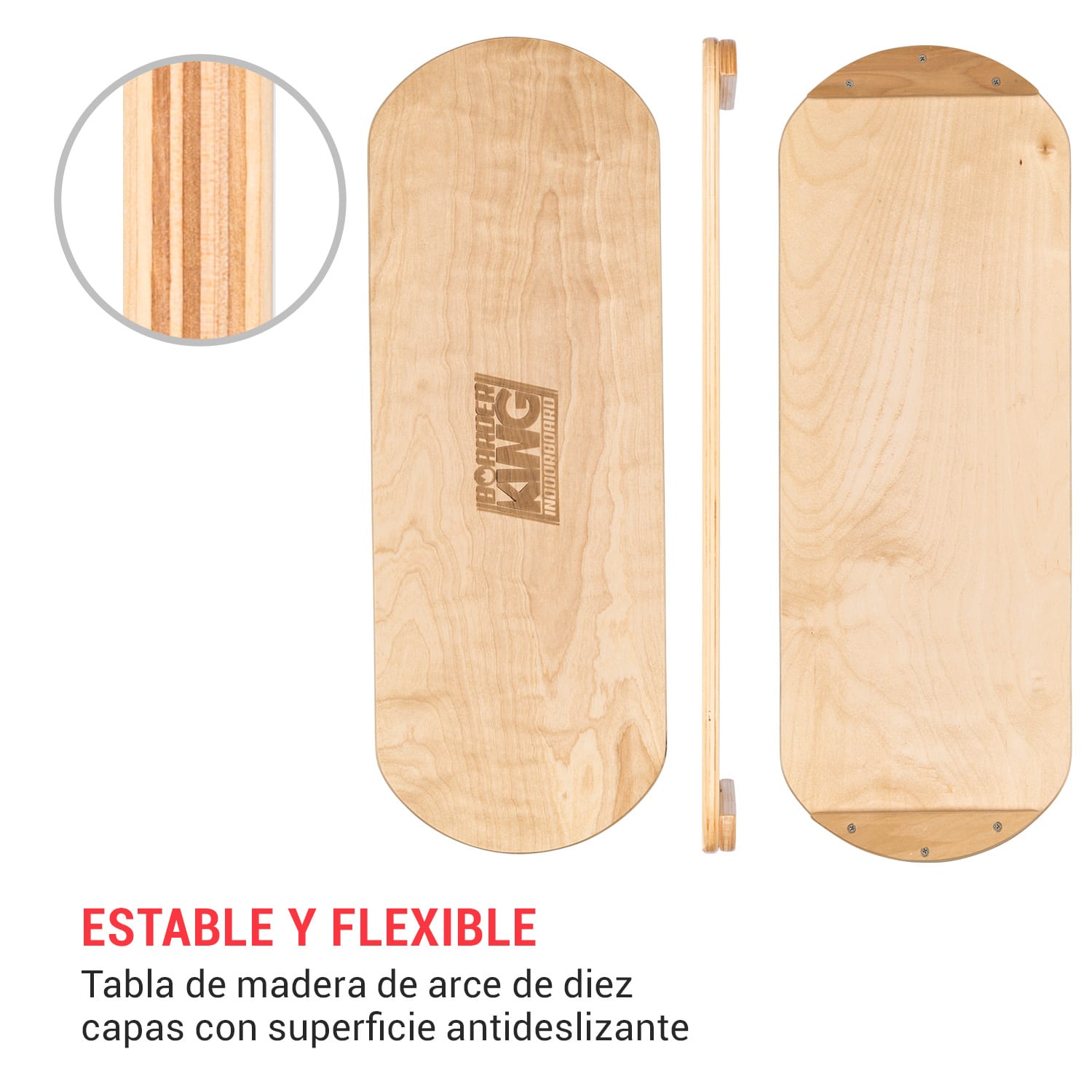 Indoorboard Classic Tabla de equilibro + Esterilla + Rodillo Madera/Corcho Roja 