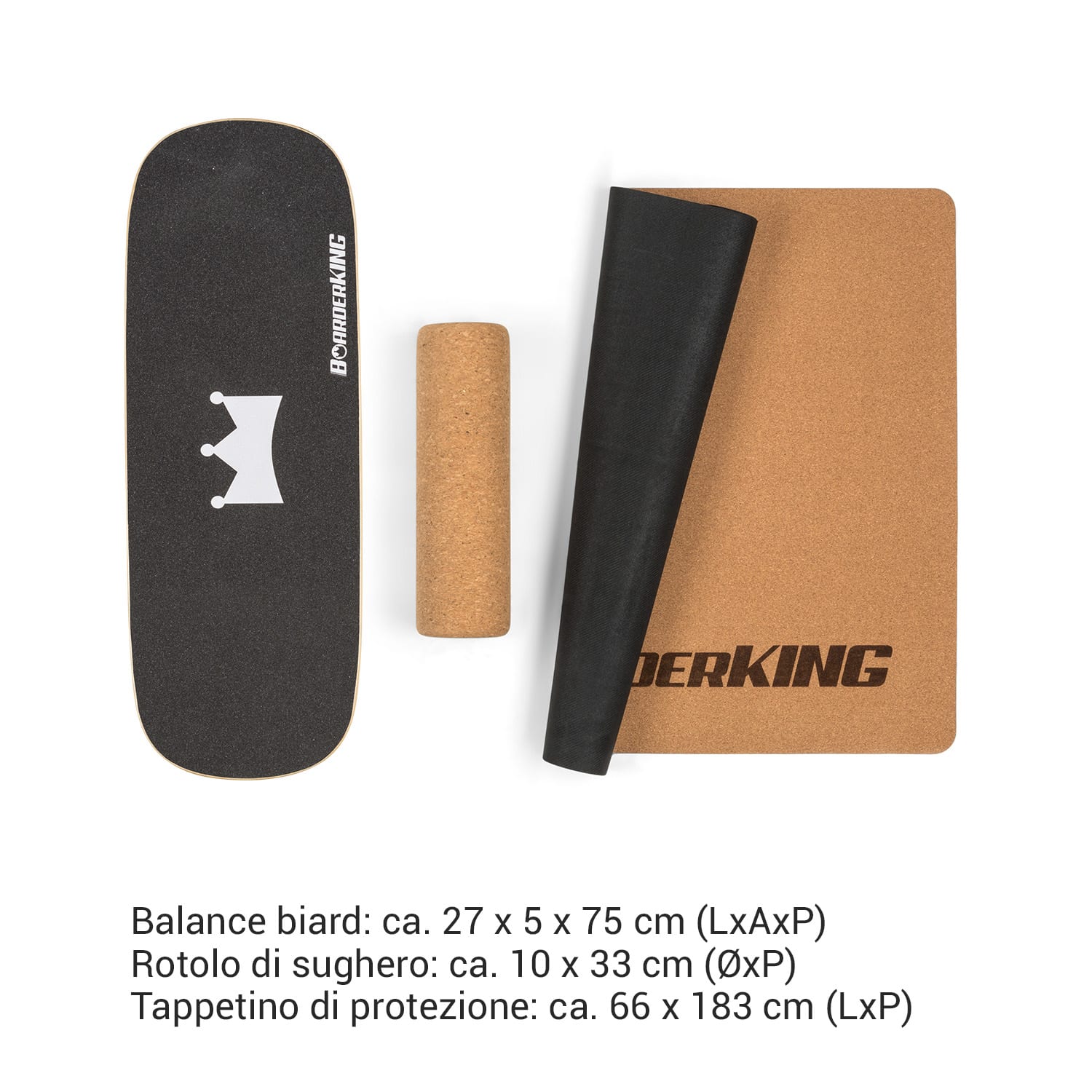 Indoorboard Classic, Balance Board + Tappetino + Rullo, Legno/Sughero, rosso Bianco