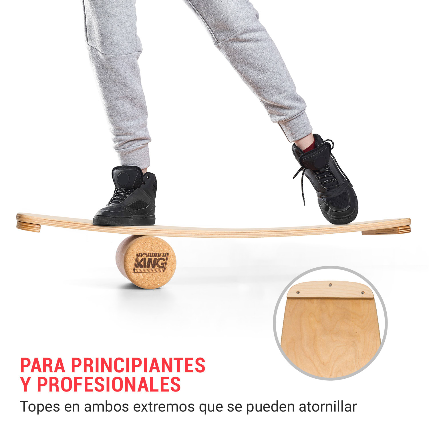 Tabla de equilibrio curva para interiores + esterilla + Rollo de madera / corcho Arce