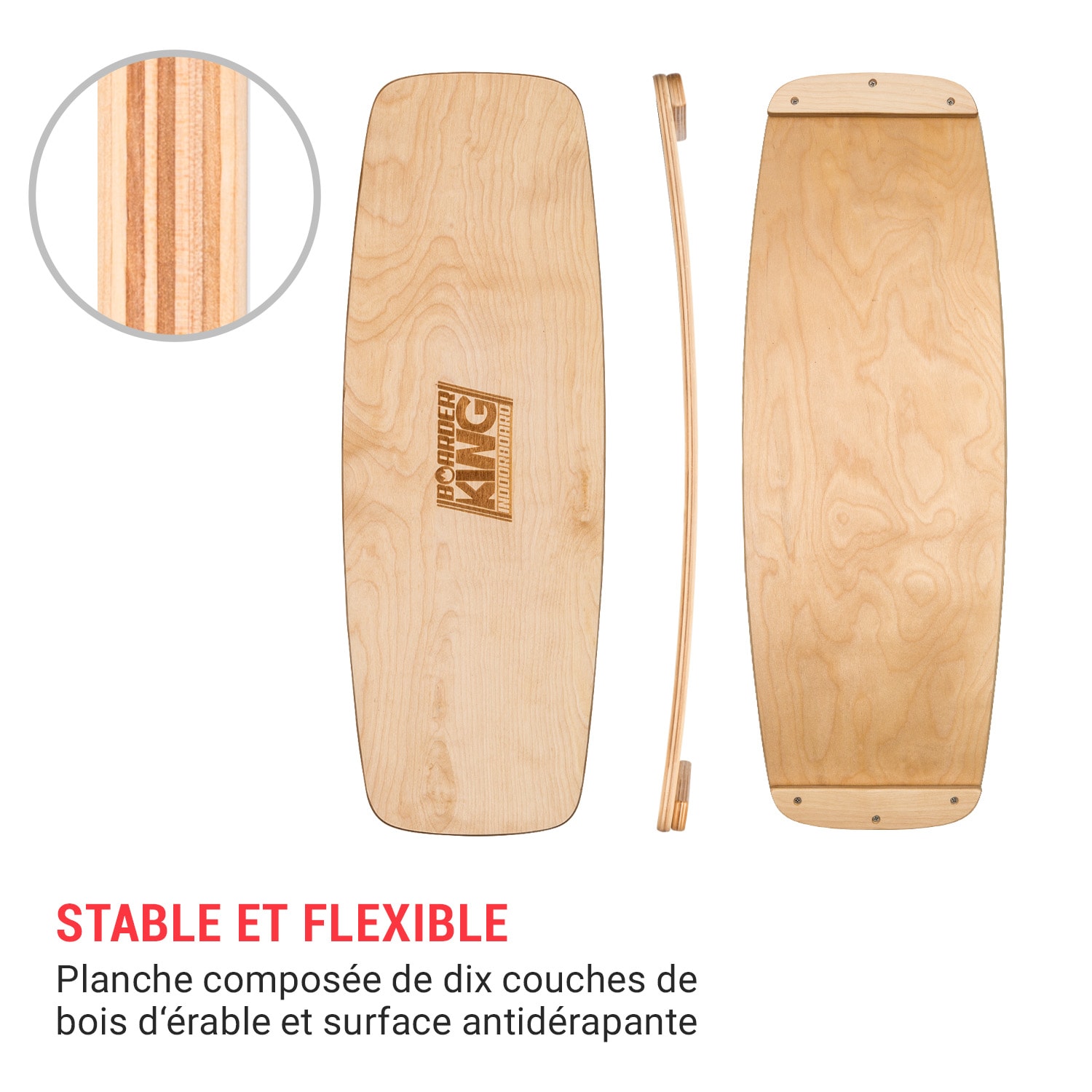 Indoor board Curved balance board + mat + roller hout / kurk Maple