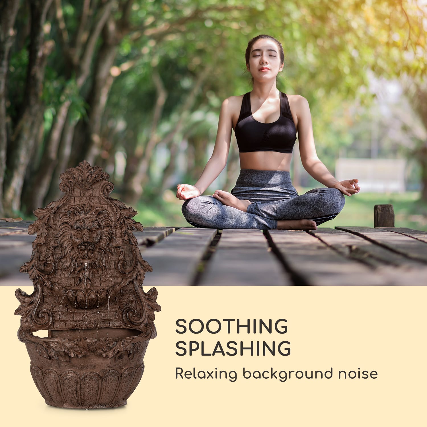 Löwenstein, nástenná fontána, 2 W, solárne čerpadlo, materiál: polyresin, 4 biele LED diódy, 5 m kábel 