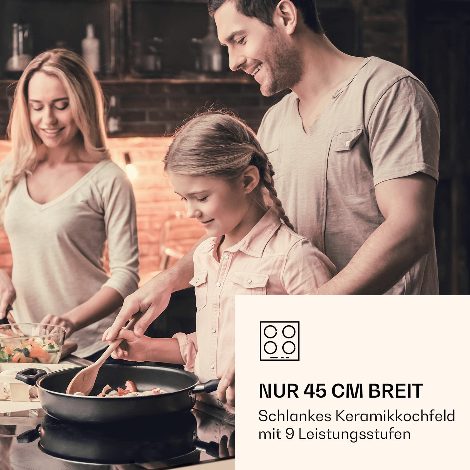 Virtuosa 3 Slim Kochfeld 3 Felder 5000 W Dualzone Timer Keramik 