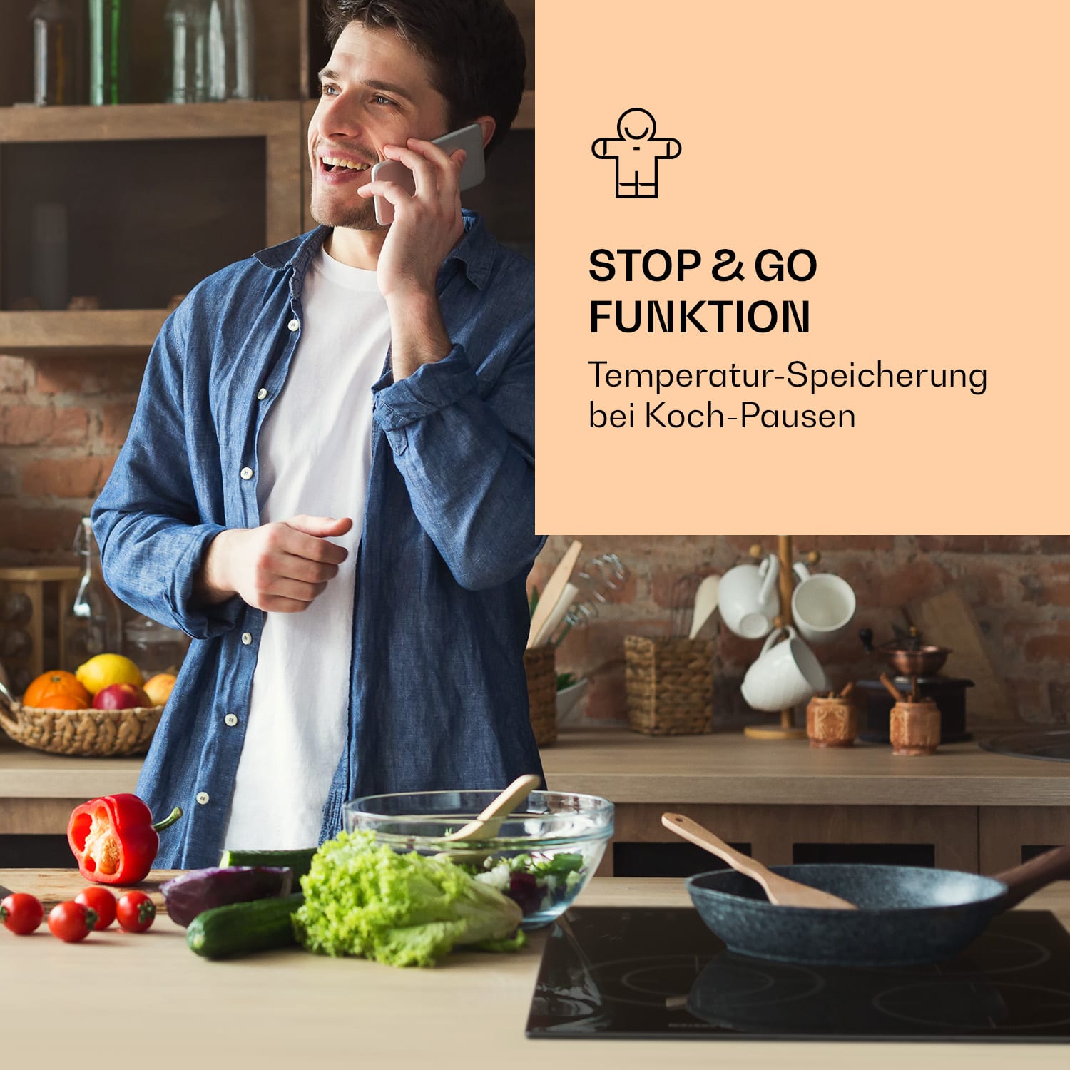 Virtuosa 3 Slim Kochfeld 3 Felder 5000 W Dualzone Timer Keramik 