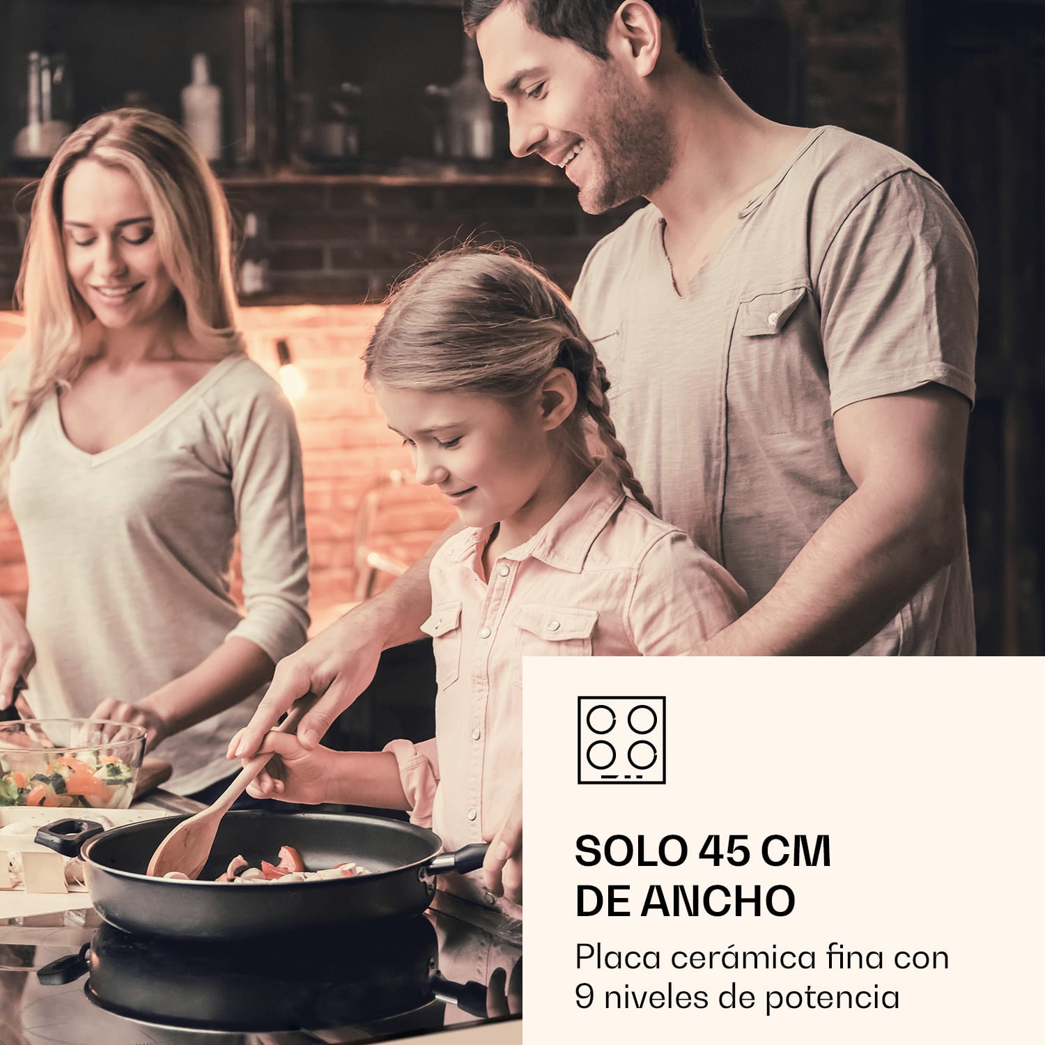 Virtuosa 3 Slim Cooktop 3 Ranges 5000 W Dualzone Timer Ceramic 45 cm | Doble | Sin marco