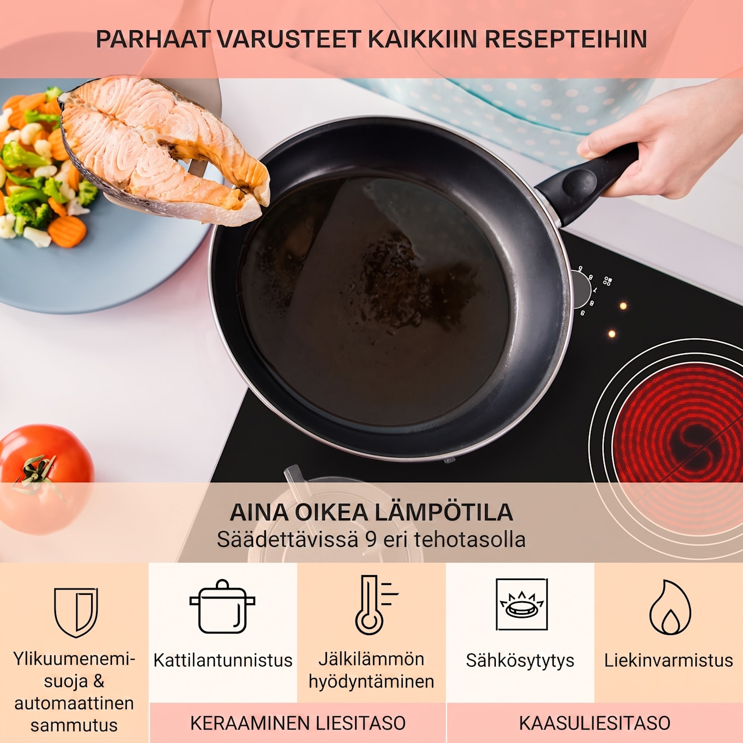 MultiChef 4 -yhdistelmäkaasuliesi kaasu/lasikeramiikka 4 aluetta 60 cm | Kaasu- ja keraaminen liesitaso | Musta