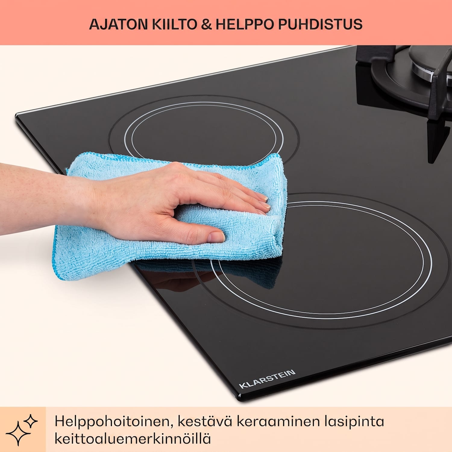 MultiChef 4 -yhdistelmäkaasuliesi kaasu/lasikeramiikka 4 aluetta 60 cm | Kaasu- ja keraaminen liesitaso | Musta