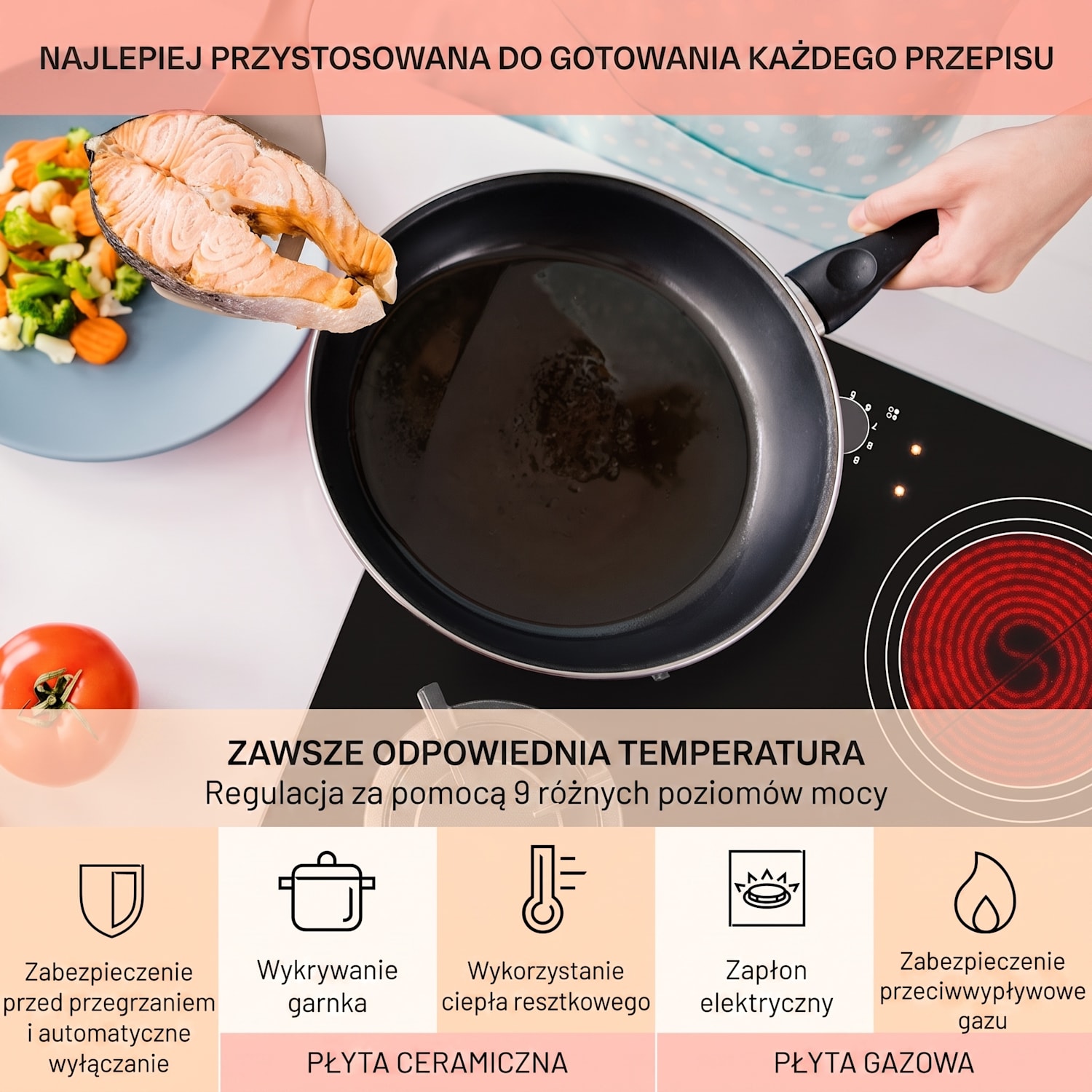 MultiChef 4, kombinowana płyta kuchenna, gaz/szkło ceramiczne, 4 pola grzewcze 60 cm | Płyta gazowa i ceramiczna | Czarny