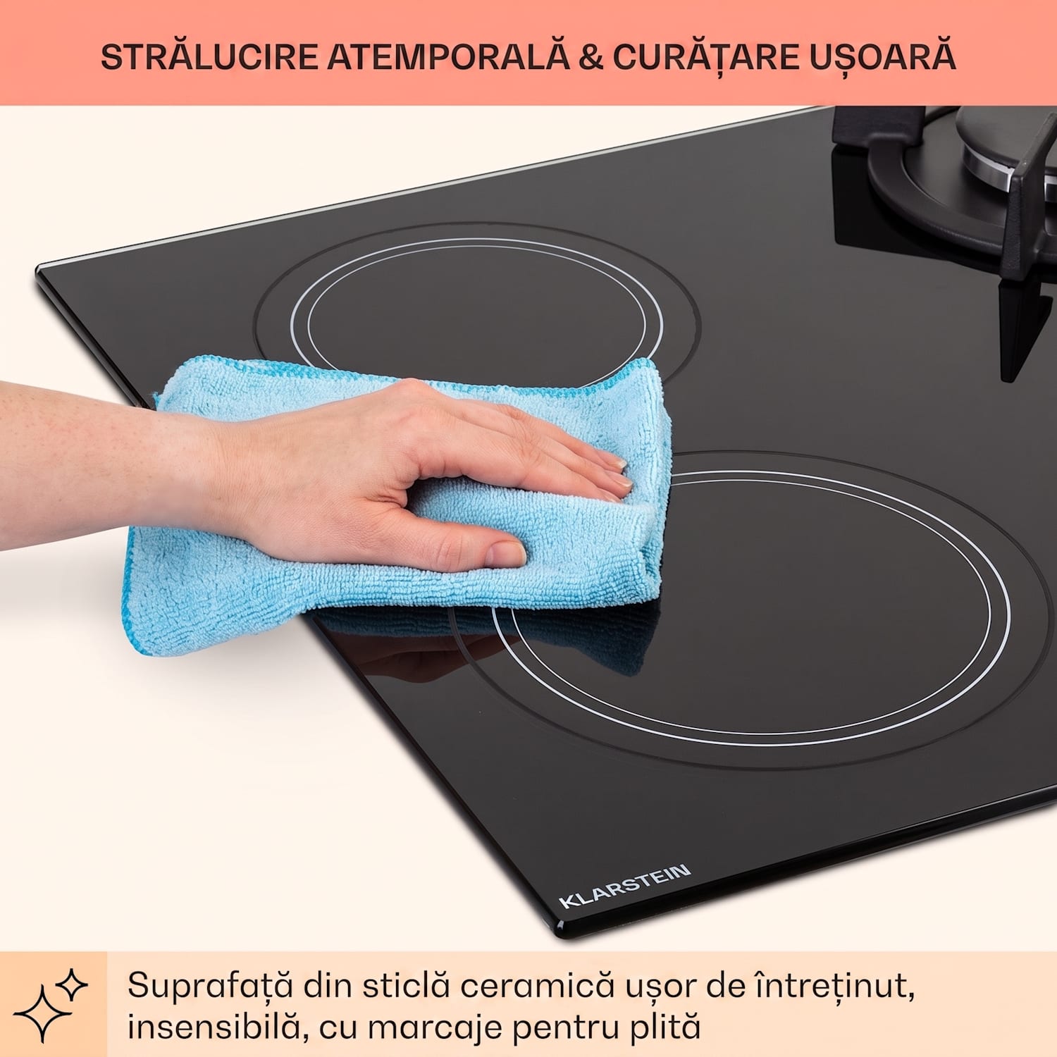 MultiChef 4, plită cu gaz combinată, gaz / sticlă ceramică, 4 zone 60 cm | Plită pe gaz și ceramică | Negru