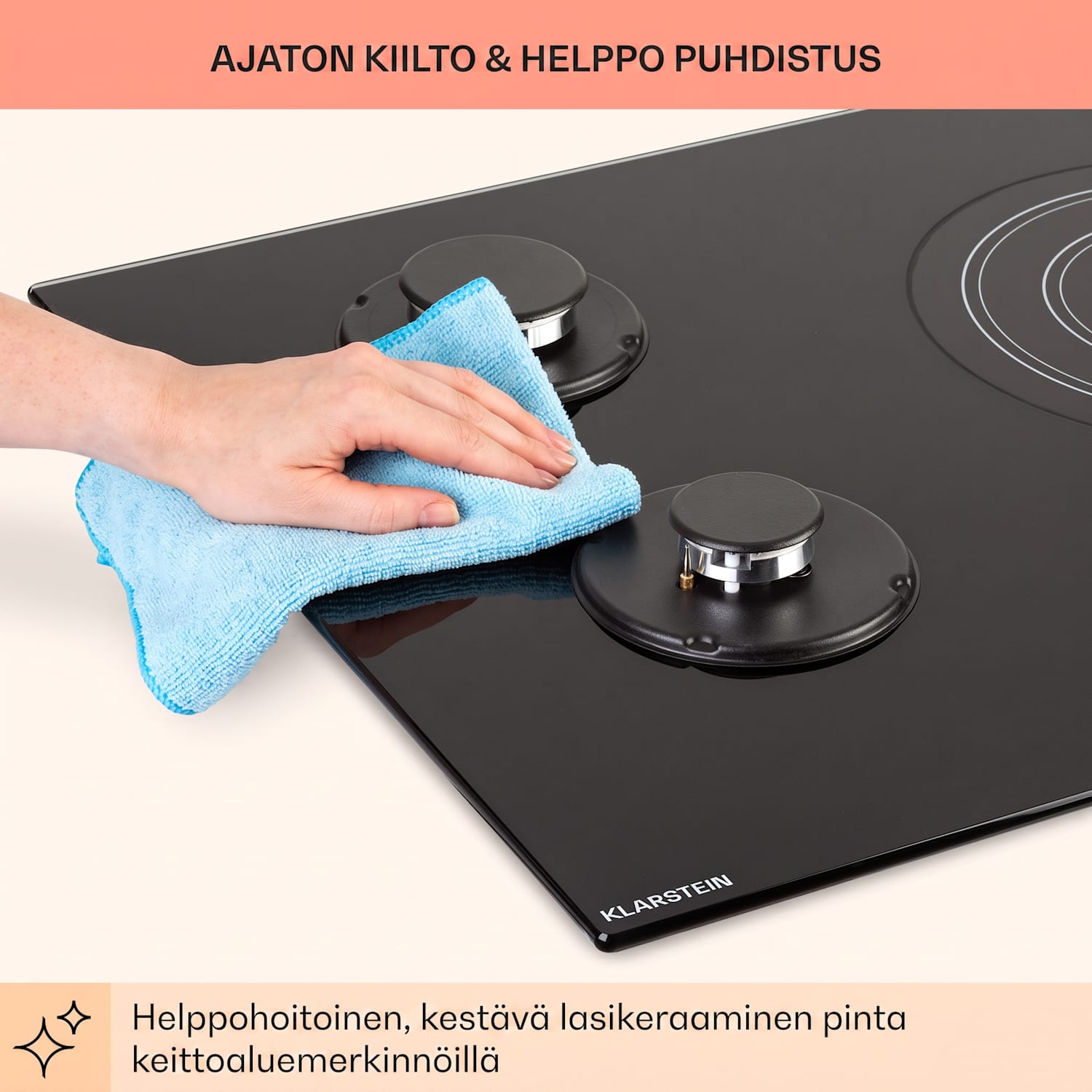 MultiChef 5 -yhdistelmäkaasuliesi kaasu/lasikeramiikka 5 aluetta 90 cm | Kaasu- ja keraaminen liesitaso | Musta