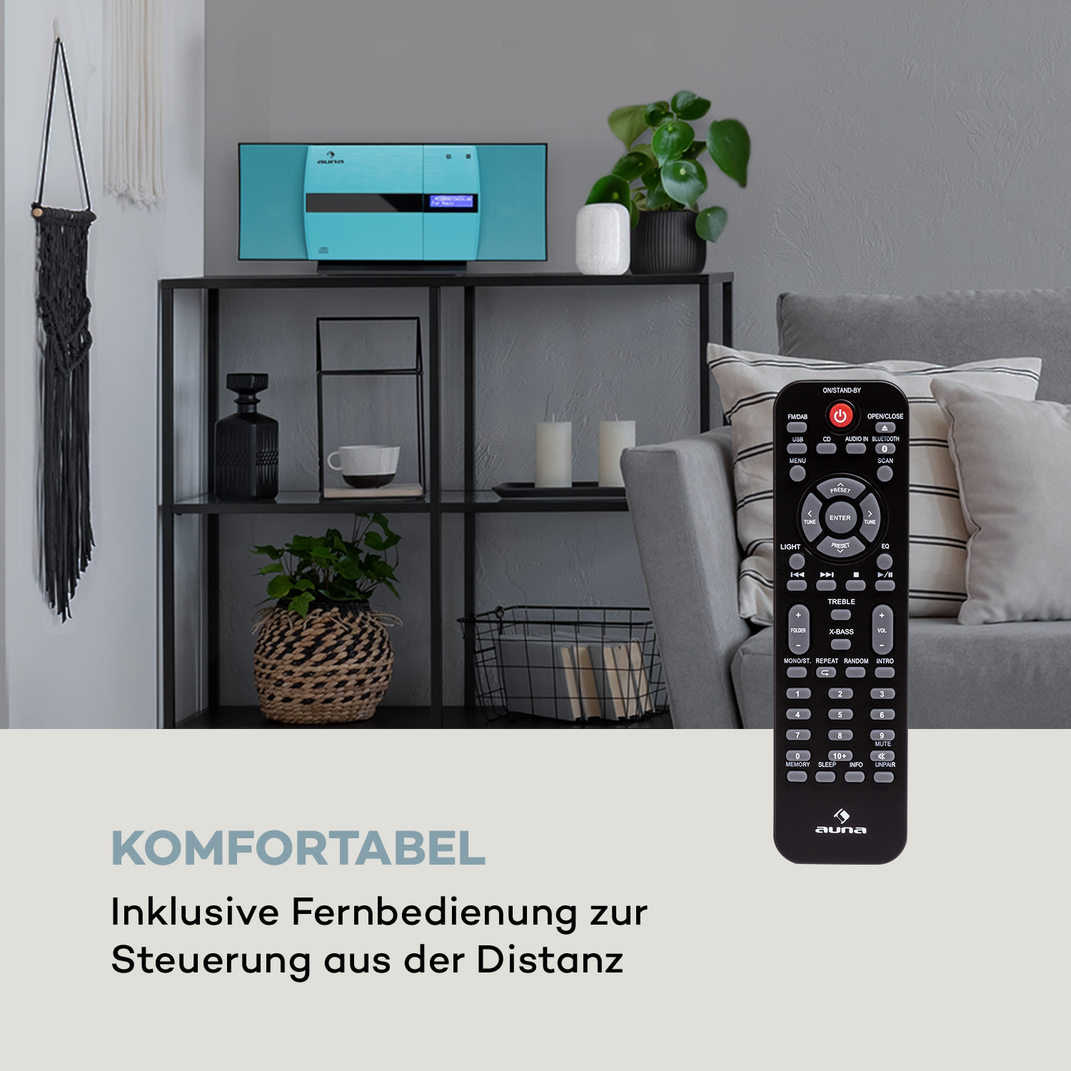 V-20 DAB Vertikal-Stereoanlage BT NFC CD MP3 USB DAB+ & UKW-Tuner Türkis
