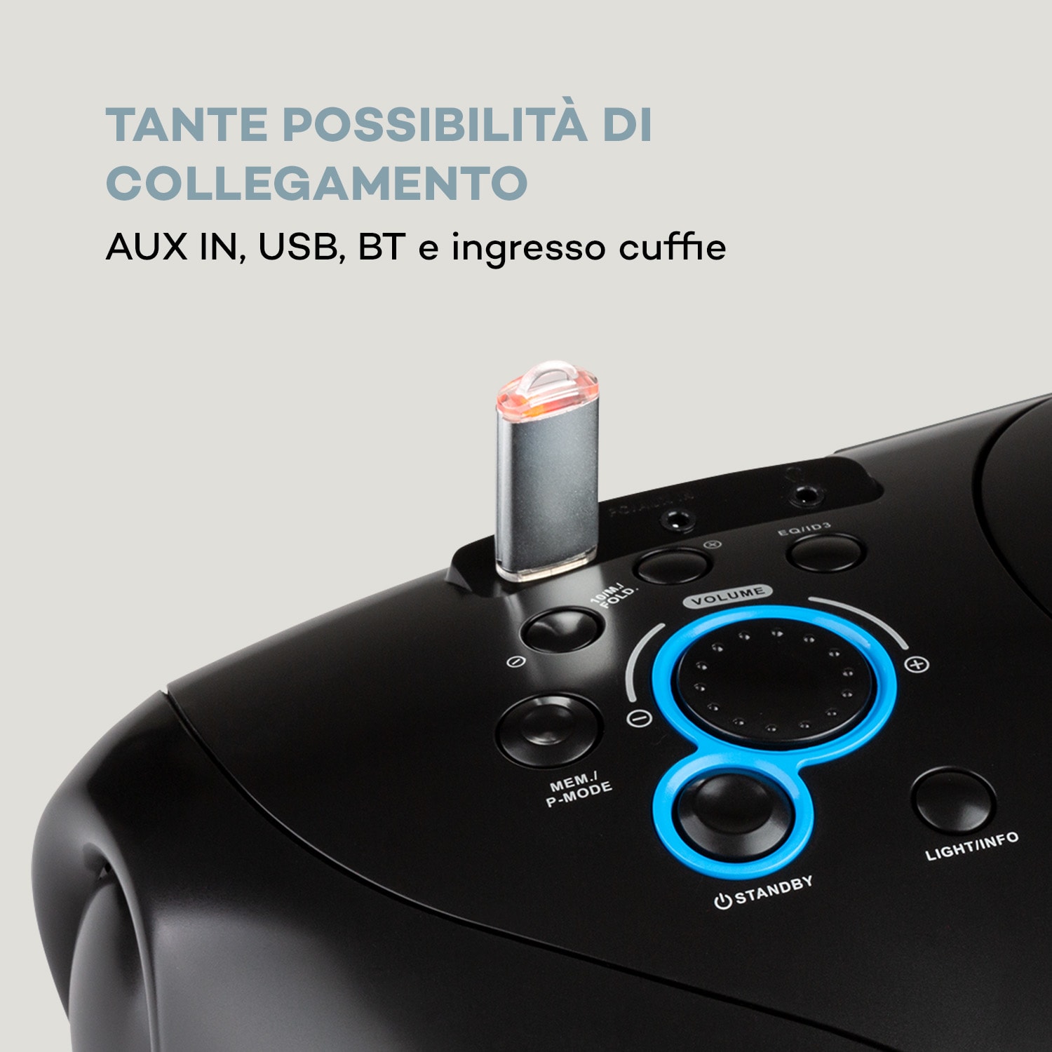 Spacewoofer DAB - Boombox, lettore CD, DAB+, FM, Bluetooth, telecomando, LED Nero