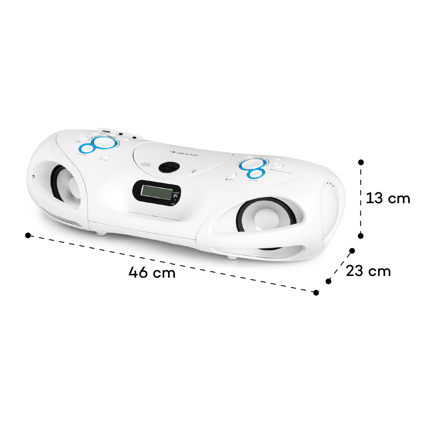 Spacewoofer DAB Boombox, CD lejátszó, DAB+, UKW, Bluetooth, távirányító, LED 