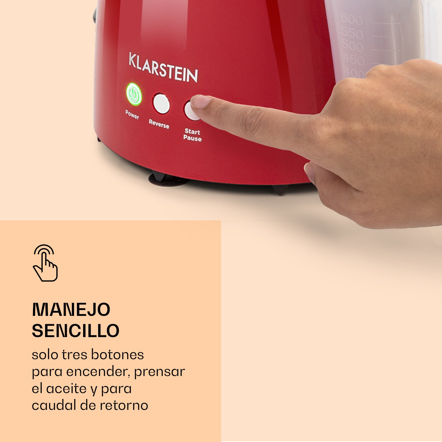 Prensa de aceite Olivia en frío 650W 700g, 2 tornillos sin fin de prensado Rojo