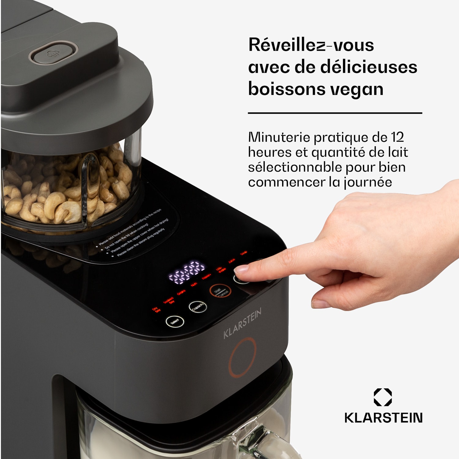 Marcia Nut Milk Maker 300 - 1200 ml 360° Touch Réservoir d'eau amovible 