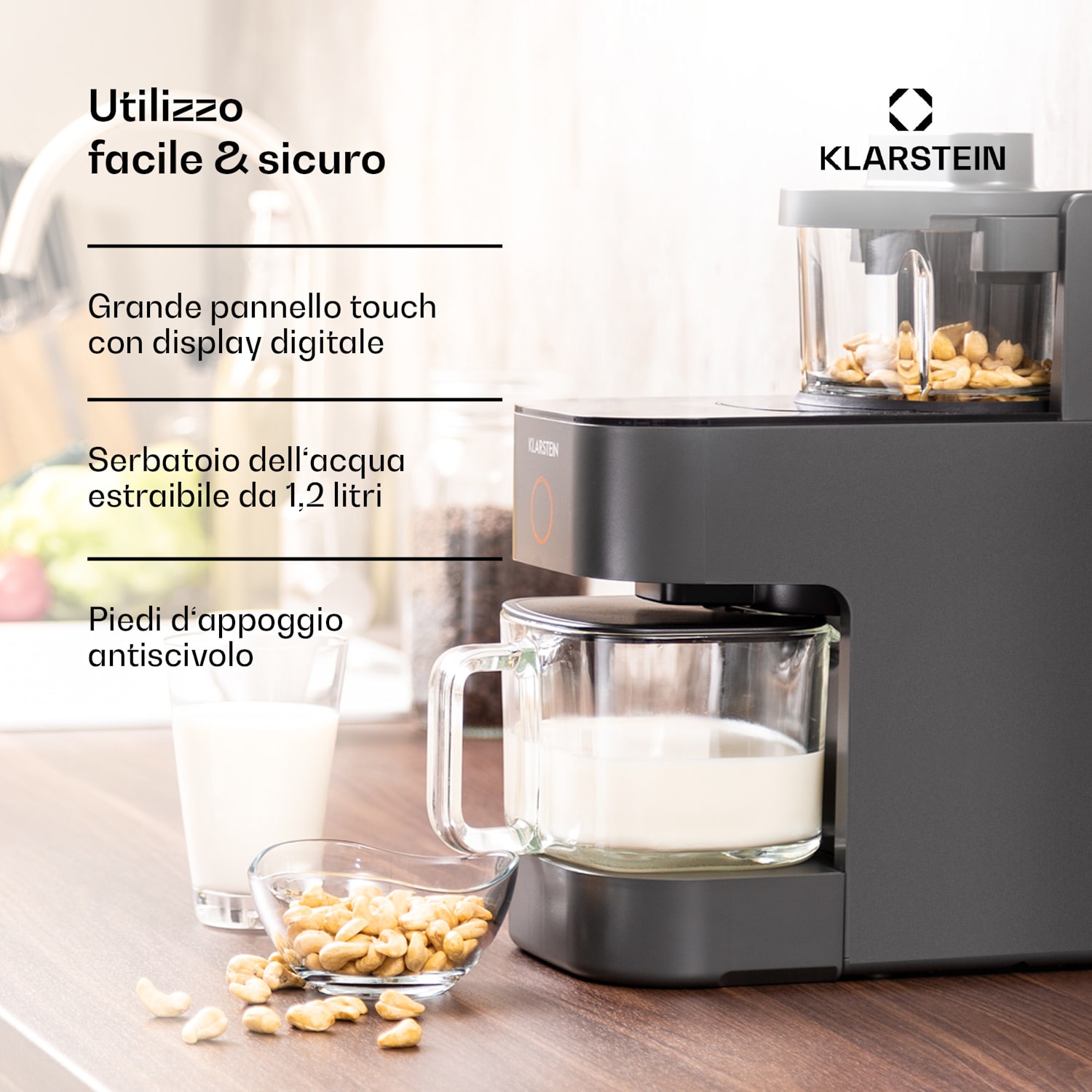 Marcia mixer per latte vegetale 300 - 1200 ml 360° touch serbatoio dell'acqua rimovibile 