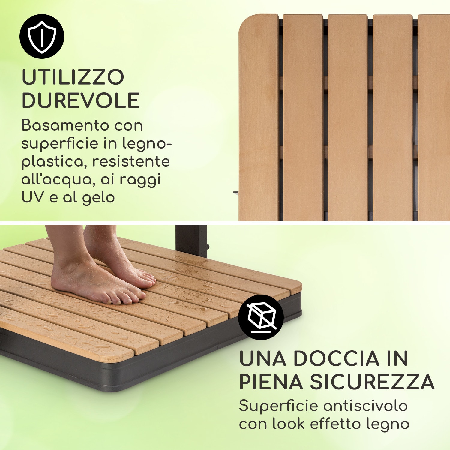 Sumatra Breeze Square - Doccia da giardino, WPC, alluminio, 70 x 55 cm, rettangolare Piazza | Nero