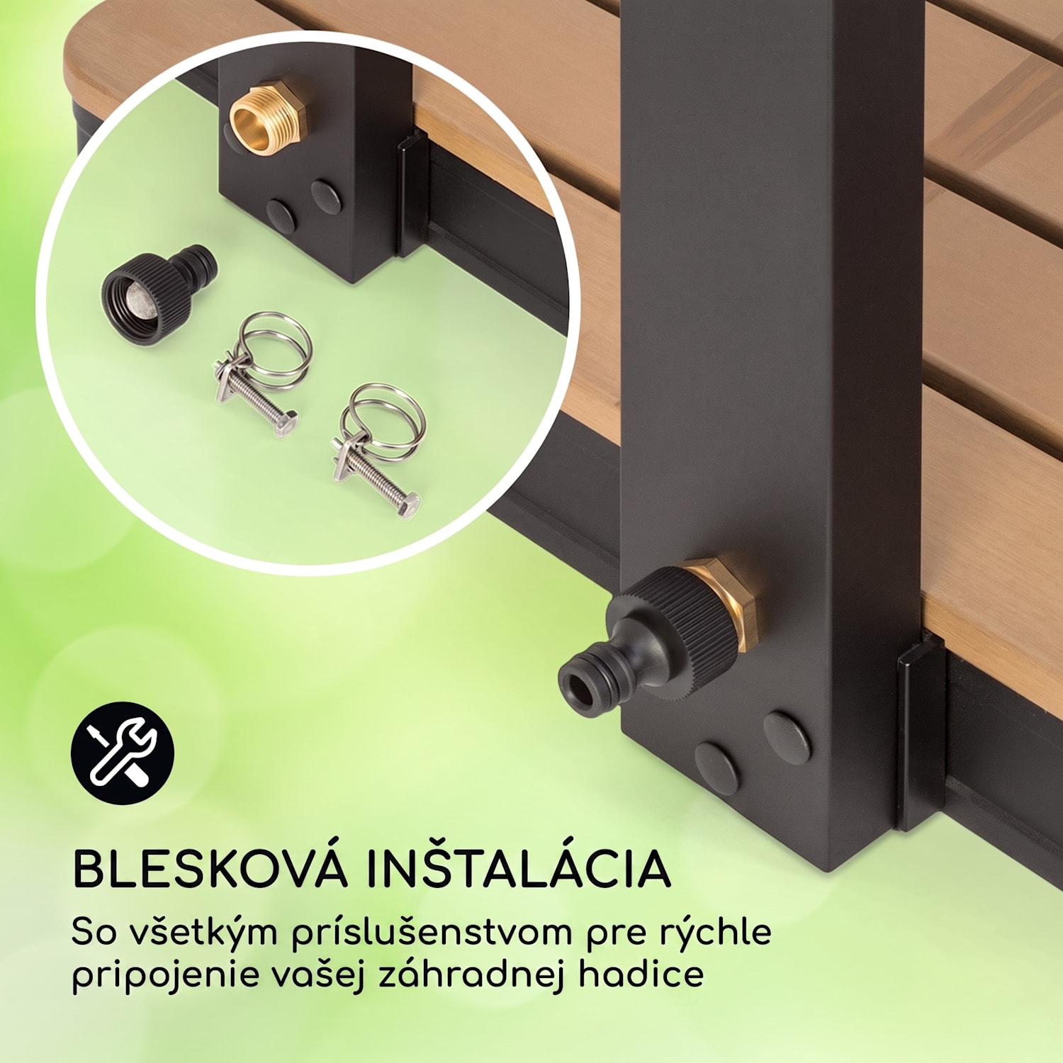 Sumatra Breeze Square, záhradná sprcha, WPC, hliník, 70x55, hranatá Štvorcový | Čierna